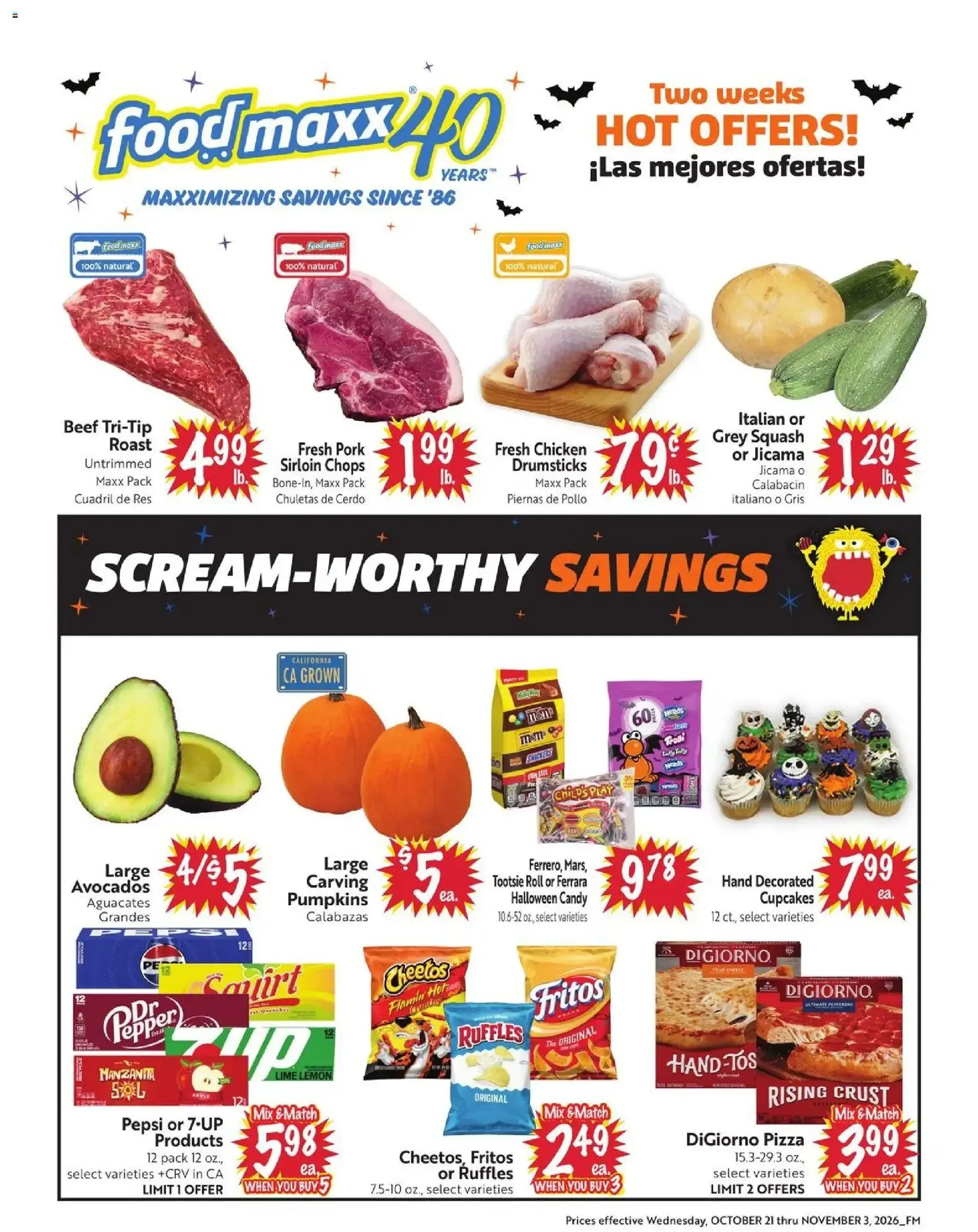 Weekly promotion FoodMaxx Weekly Ad - NV (10/21 - 11/03 2026) - Flyer spanning from October 21 to November 3 2026 - Page 1 for Catalogue 365
