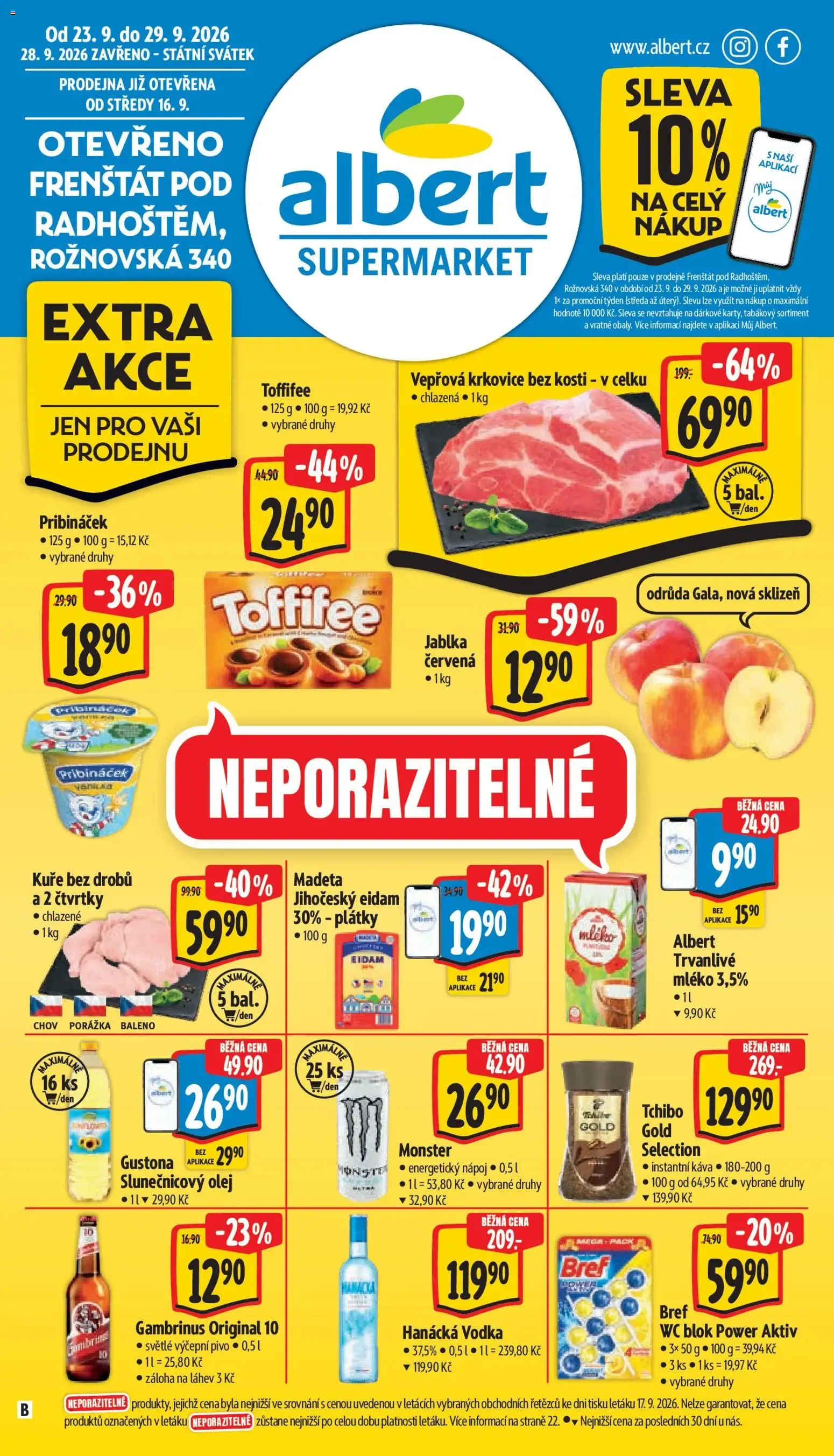 Albert leták - Supermarket - Frenštát pod Radhoštěm od 23.09.2026 - Akční leták - 23. září 29. září 2026 - Page 1