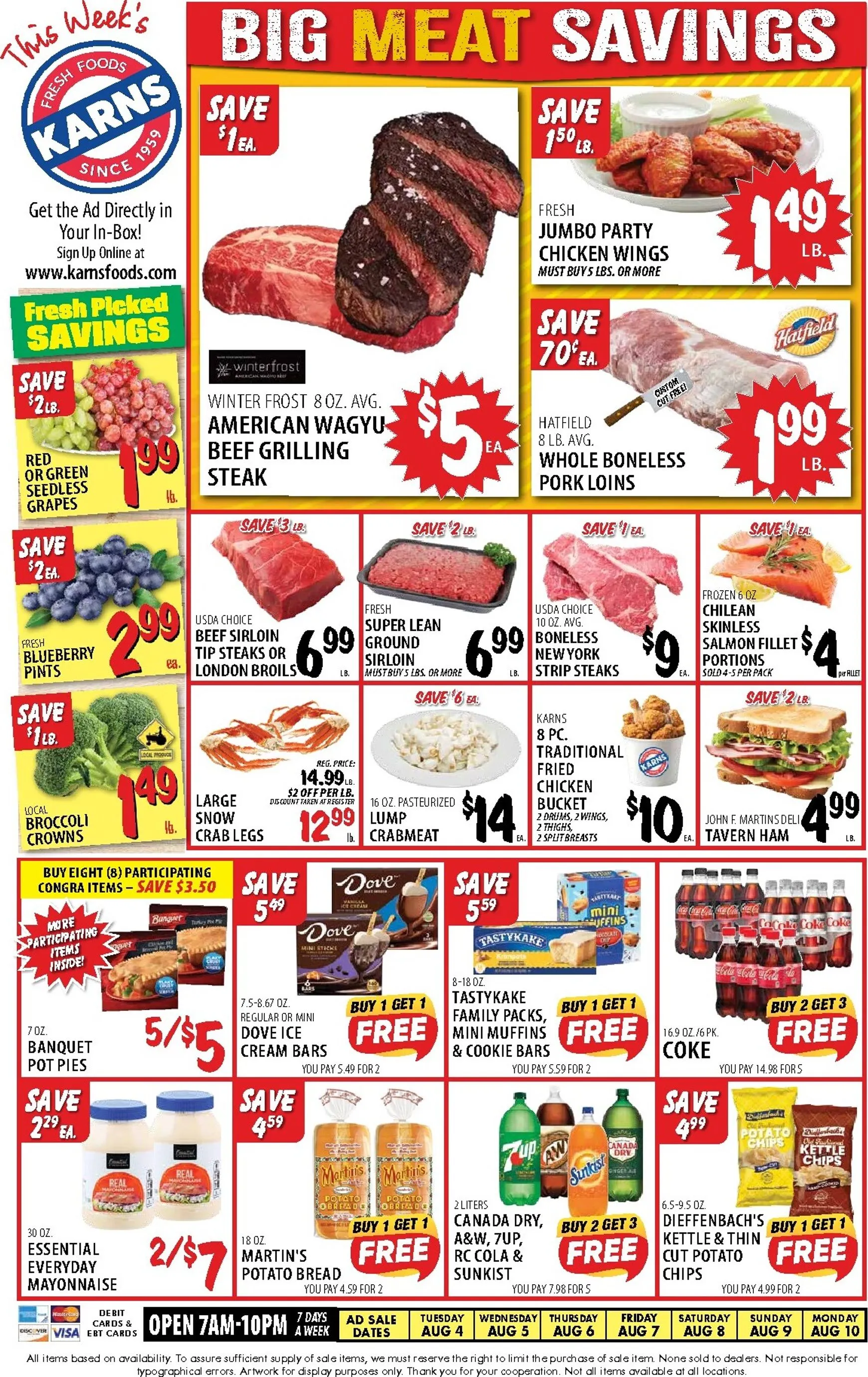 Weekly ad Karns - This Week's Big Meat Savings from August 4 to August 10 2026 - Page 1
