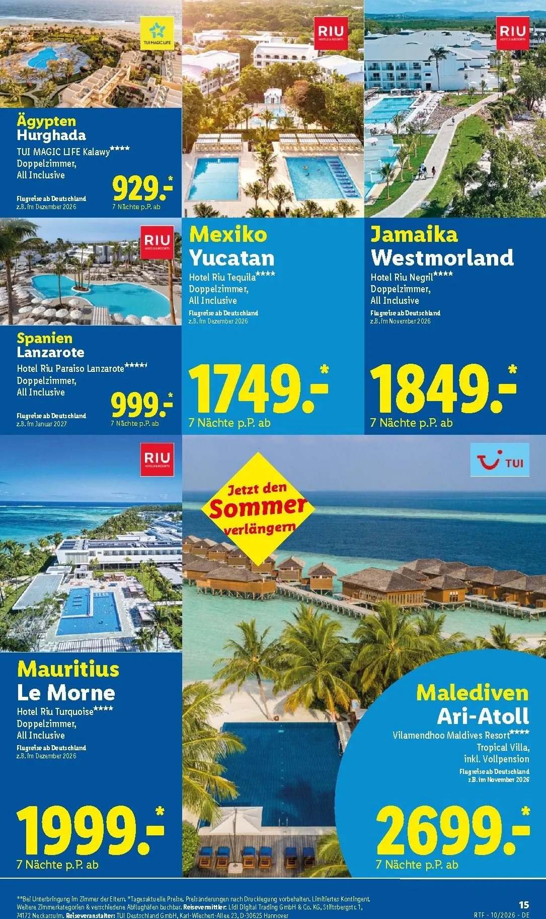 Lidl - Reise-Highlights Prospekt – von Mittwoch 14.10.2026 bis Sonntag 15.11.2026 von 14. Oktober bis 15. November 2026 - Prospekt seite 15