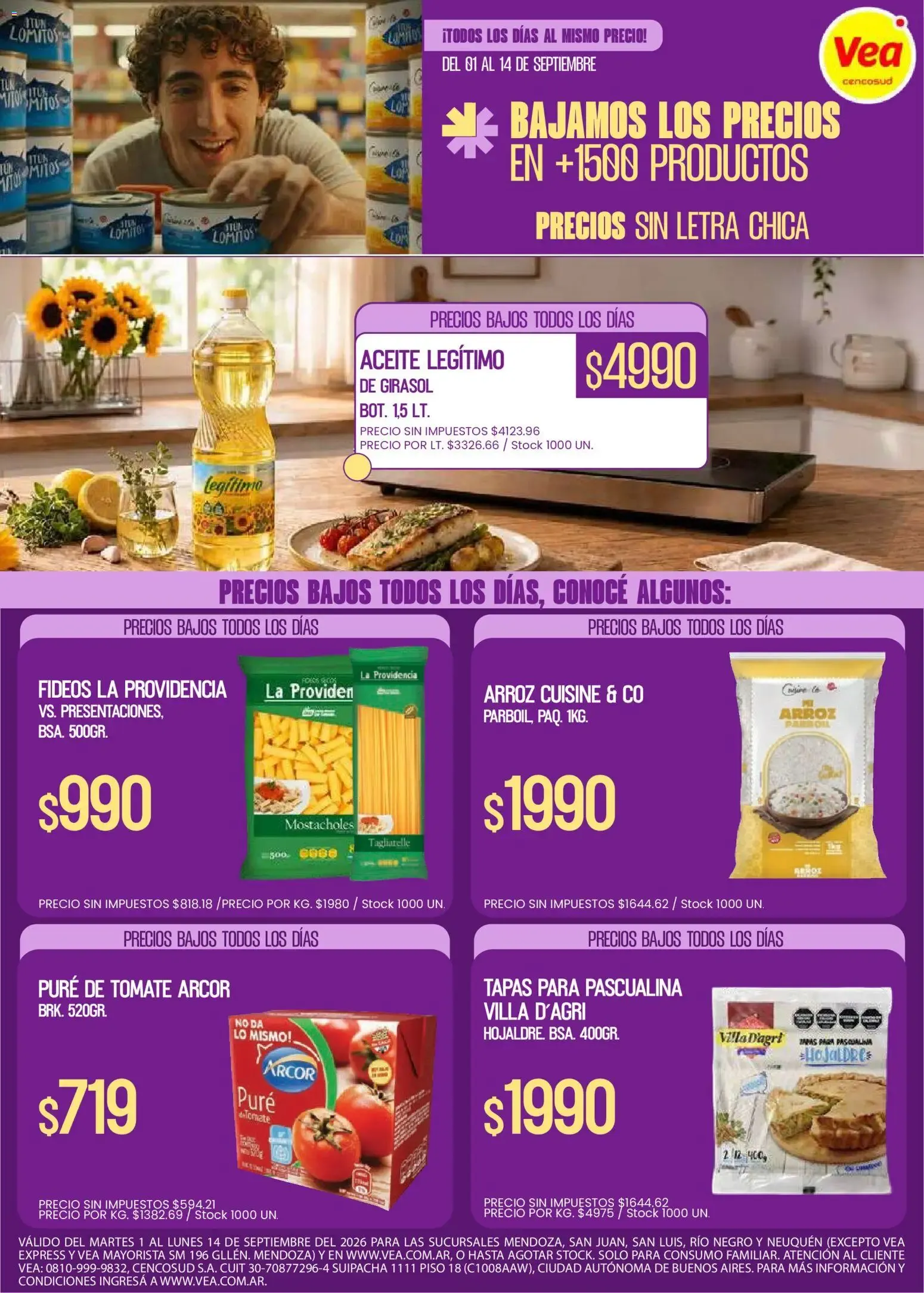 Ofertas de Vea - Folleto precios bajos Cuyo y Patagonia del 01/09/2026 - 14/09/2026 1 de septiembre al 14 de septiembre 2026 - Página 1 del catálogo