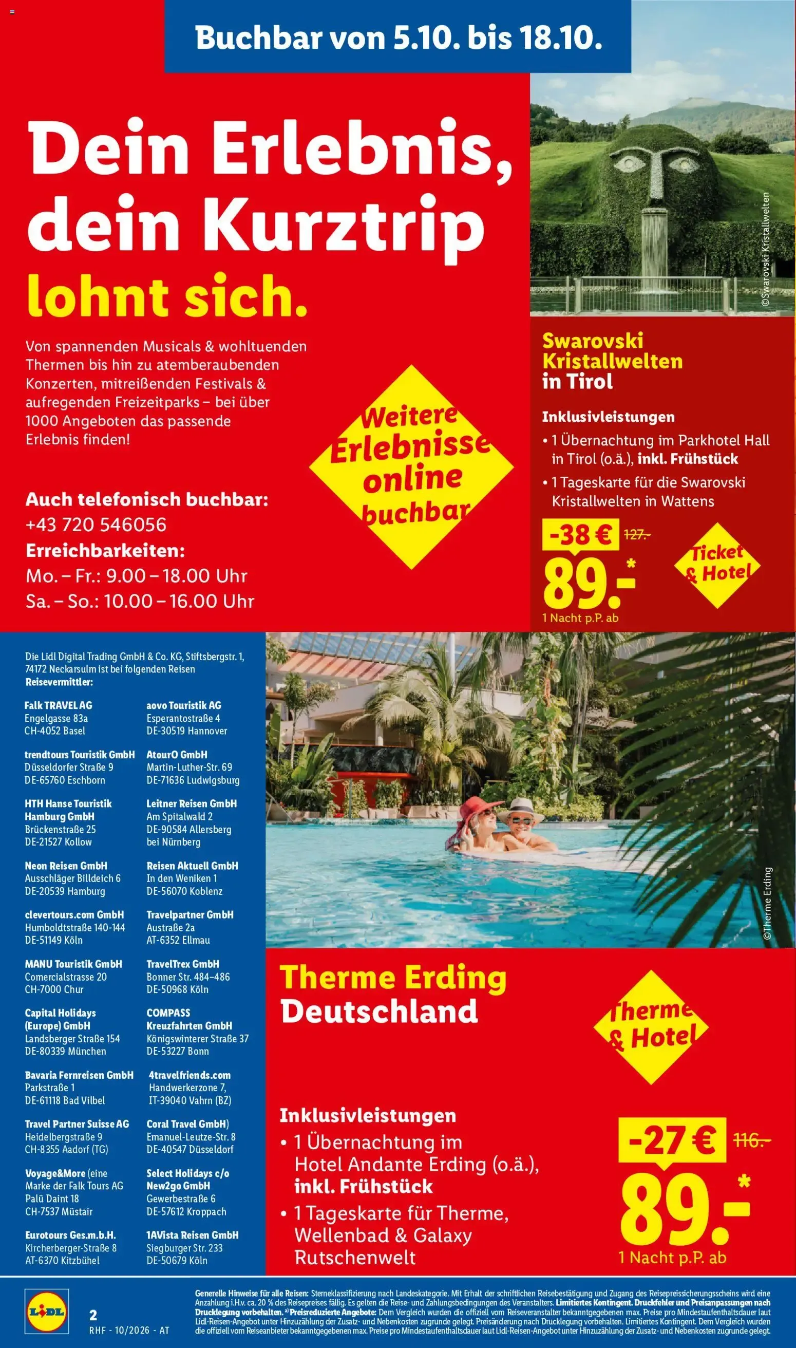 Lidl Reisen: Buchbar vom 30.09. bis 31.10.2026 von 30. September bis 31. Oktober 2026 - Flugblätt seite  2