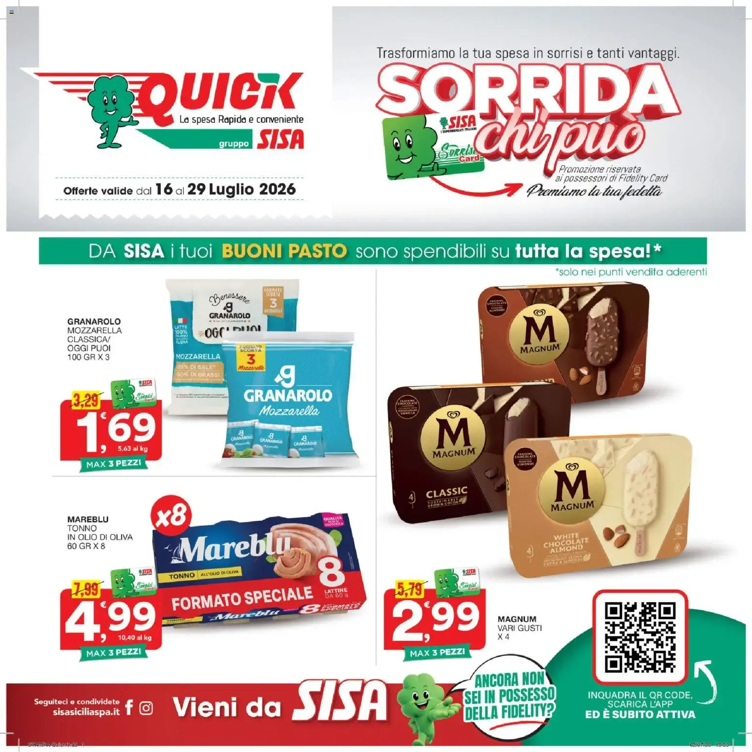 Nuovo SISA volantino Quick dal 16/07/2026 > offerte anteprima 🛍️ da 16 luglio a 29 luglio di 2026 - Pagina del volantino 1