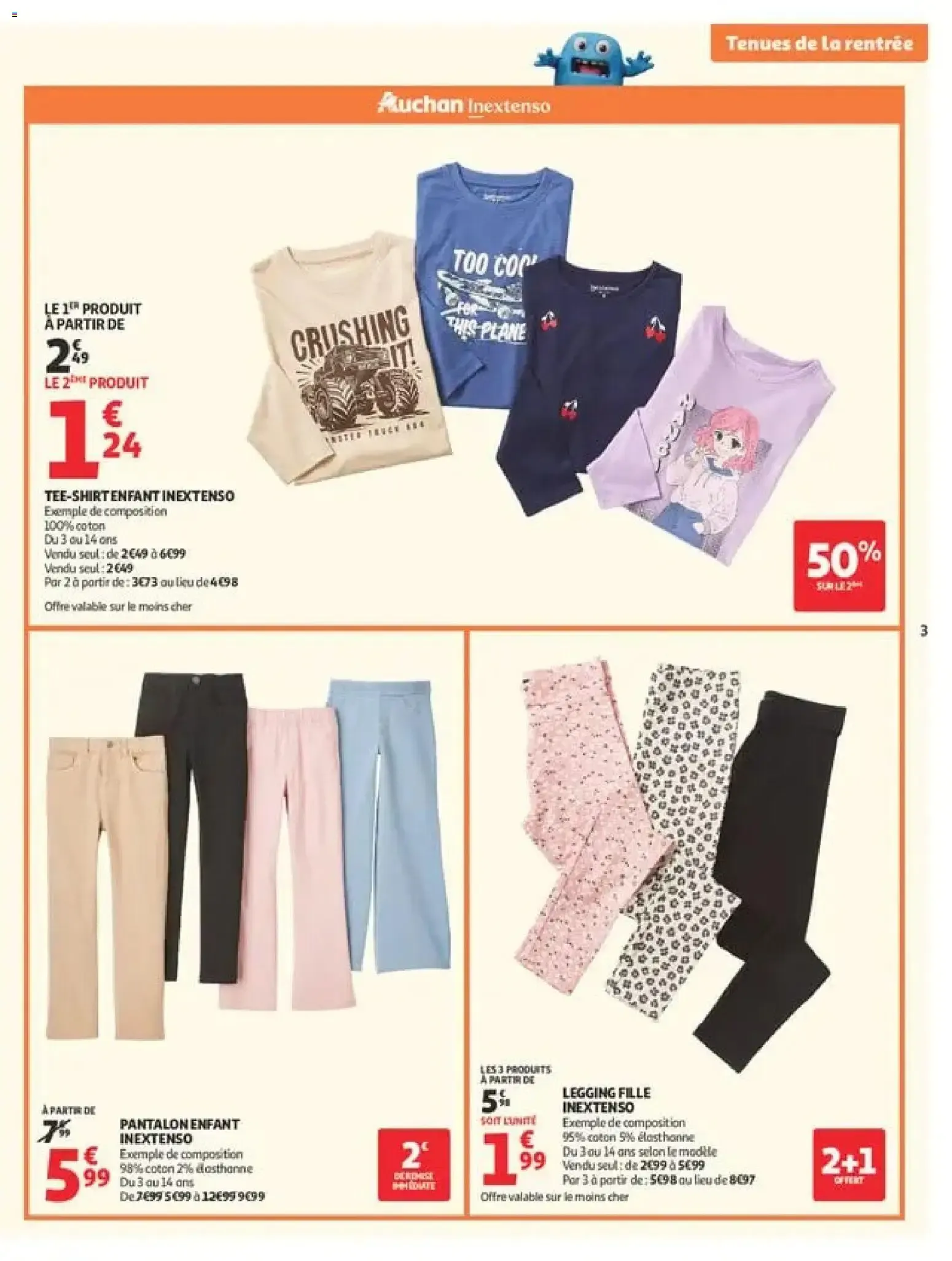 Auchan: Spécial Tenues de la Rentrée à Prix K.O. du 11 août au 6 septembre 2026 - Catalogue page 3
