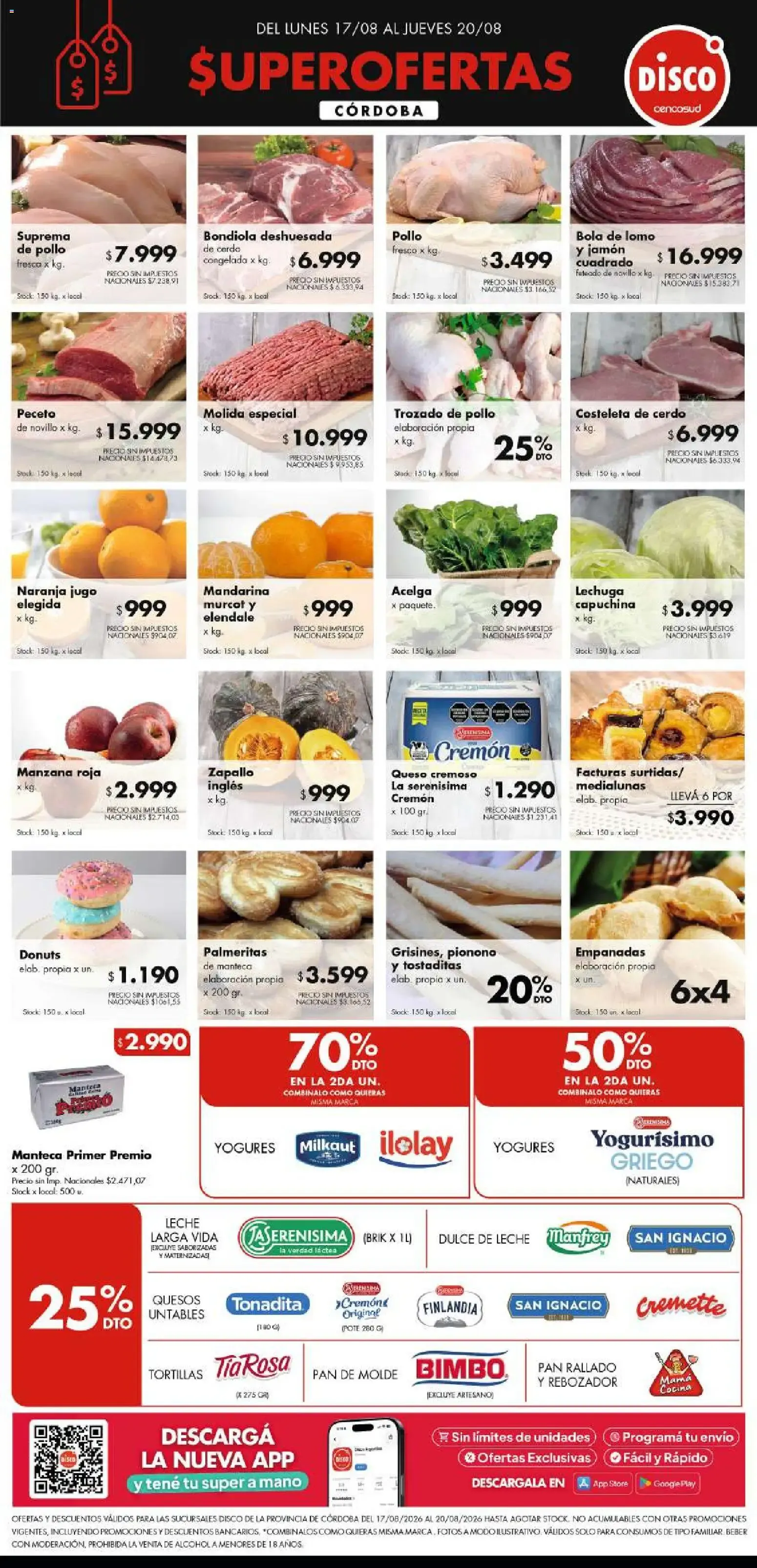 Ofertas de Disco Super Ofertas Córdoba 17 de agosto al 20 de agosto 2026 - Página 1 del catálogo