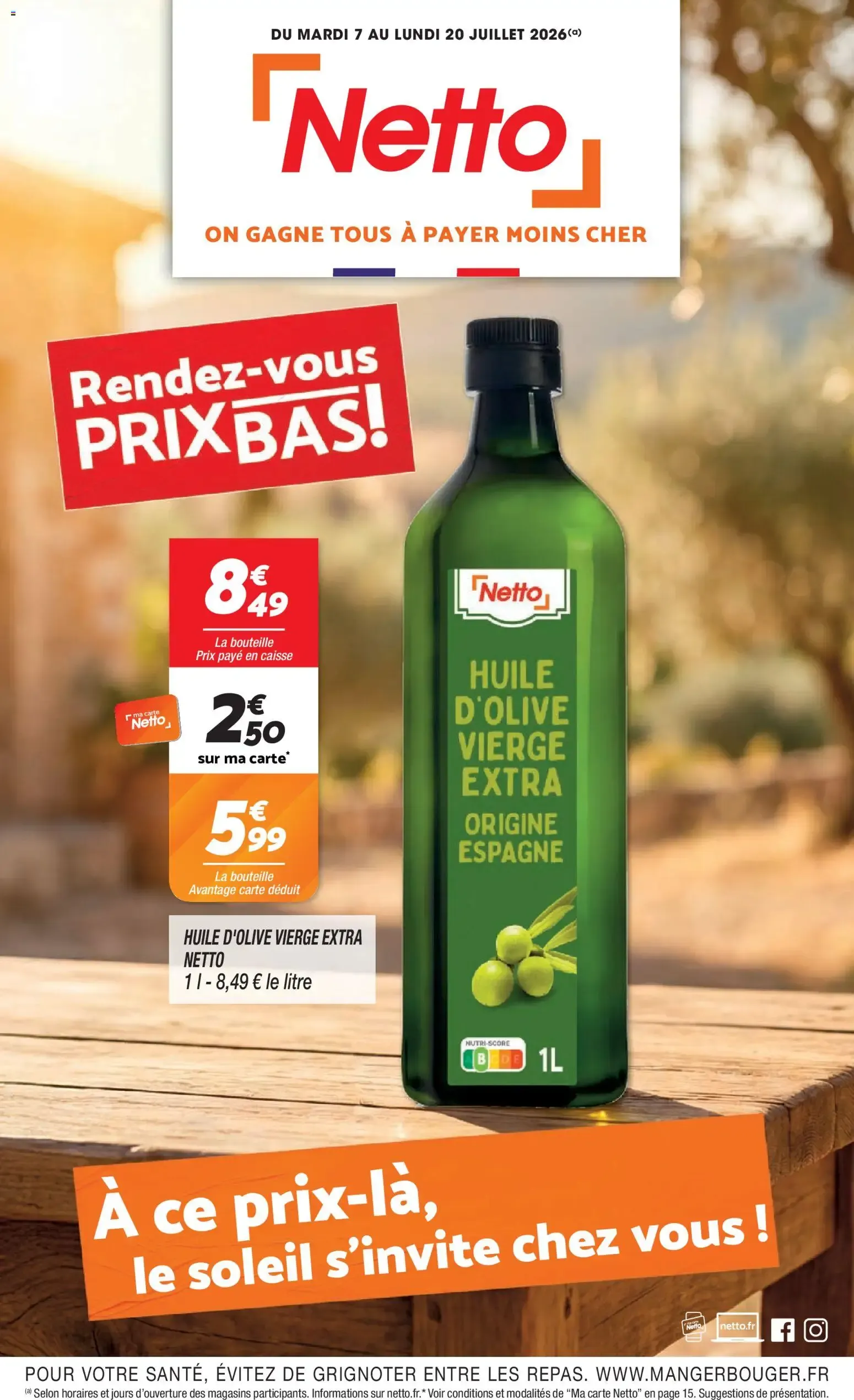 Netto Rendez-vous prix bas à partir du 07/07/2026 - promo en ligne du 7 juillet au 20 juillet 2026 - Catalogue page 1