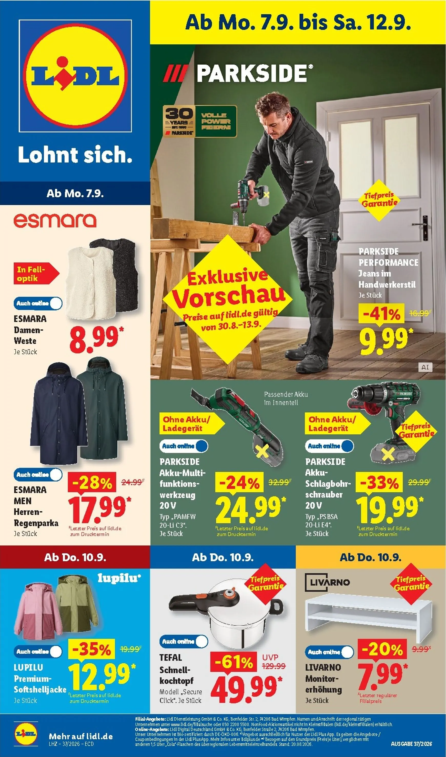 Lidl - Nonfood Prospekt nächste Woche – von Montag 07.09.2026 bis Samstag 12.09.2026 von 7. September bis 12. September 2026 - Prospekt seite 1