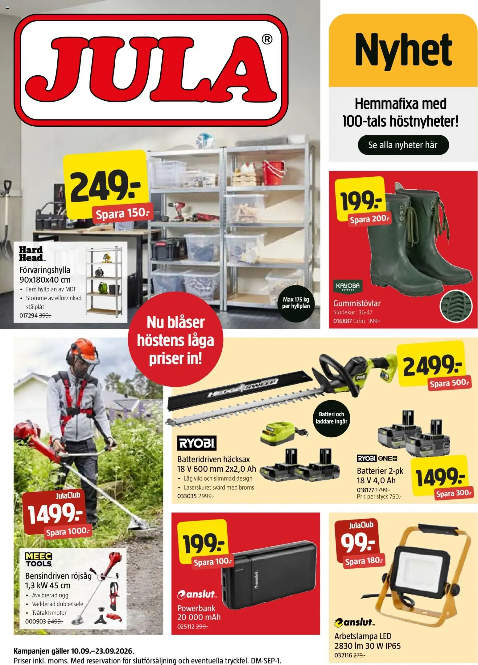 Jula erbjudanden från 10/09/2026 - 23/09/2026 > Reklamblad nuvarande rabatter från 10 september till 23 september 2026 - Reklamblad sidor 1
