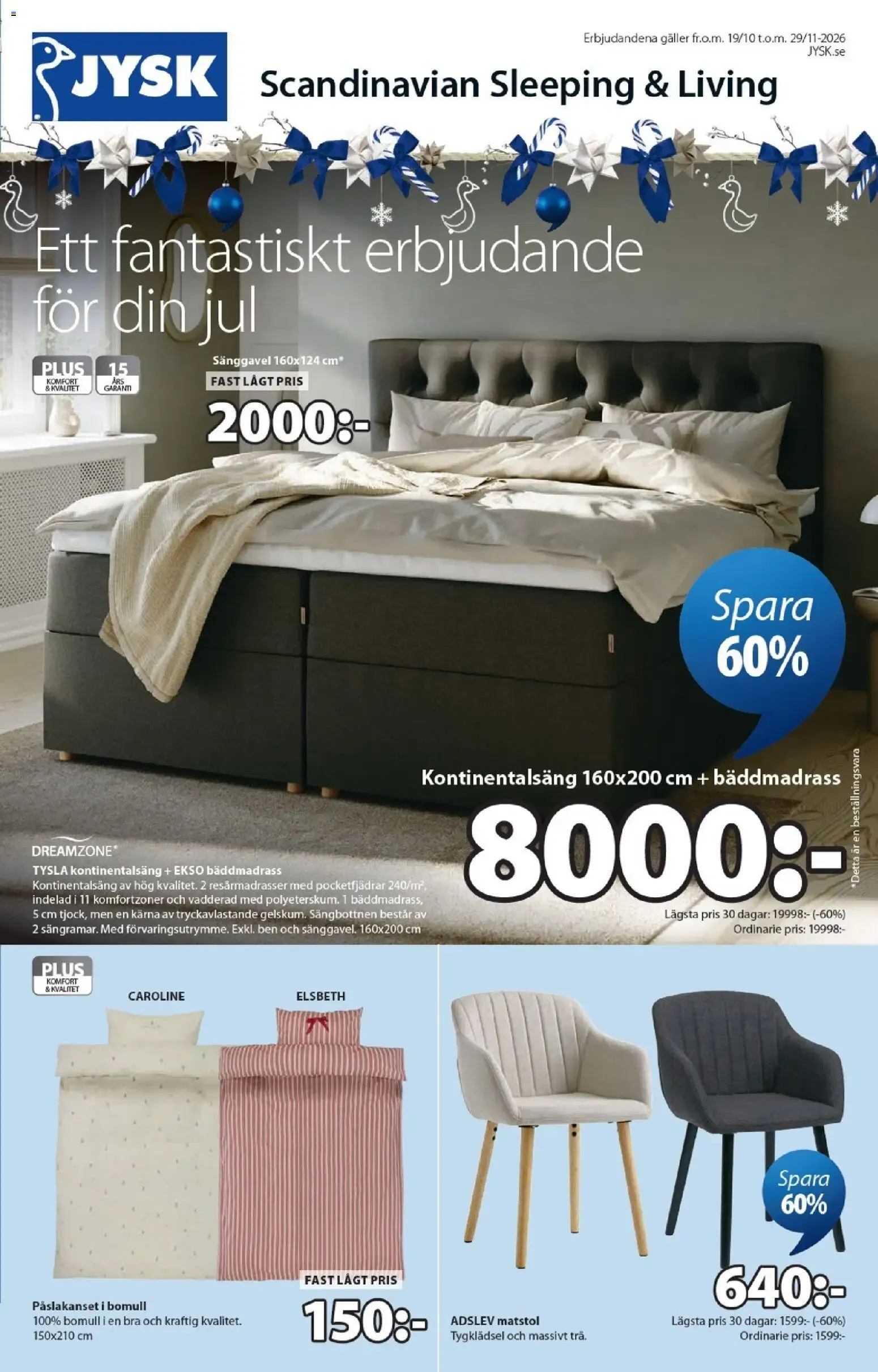 JYSK Scandinavian Sleeping & Living - Ett fantastiskt erbjudande för din jul från 19 oktober till 29 november 2026 - Reklamblad sidor 1
