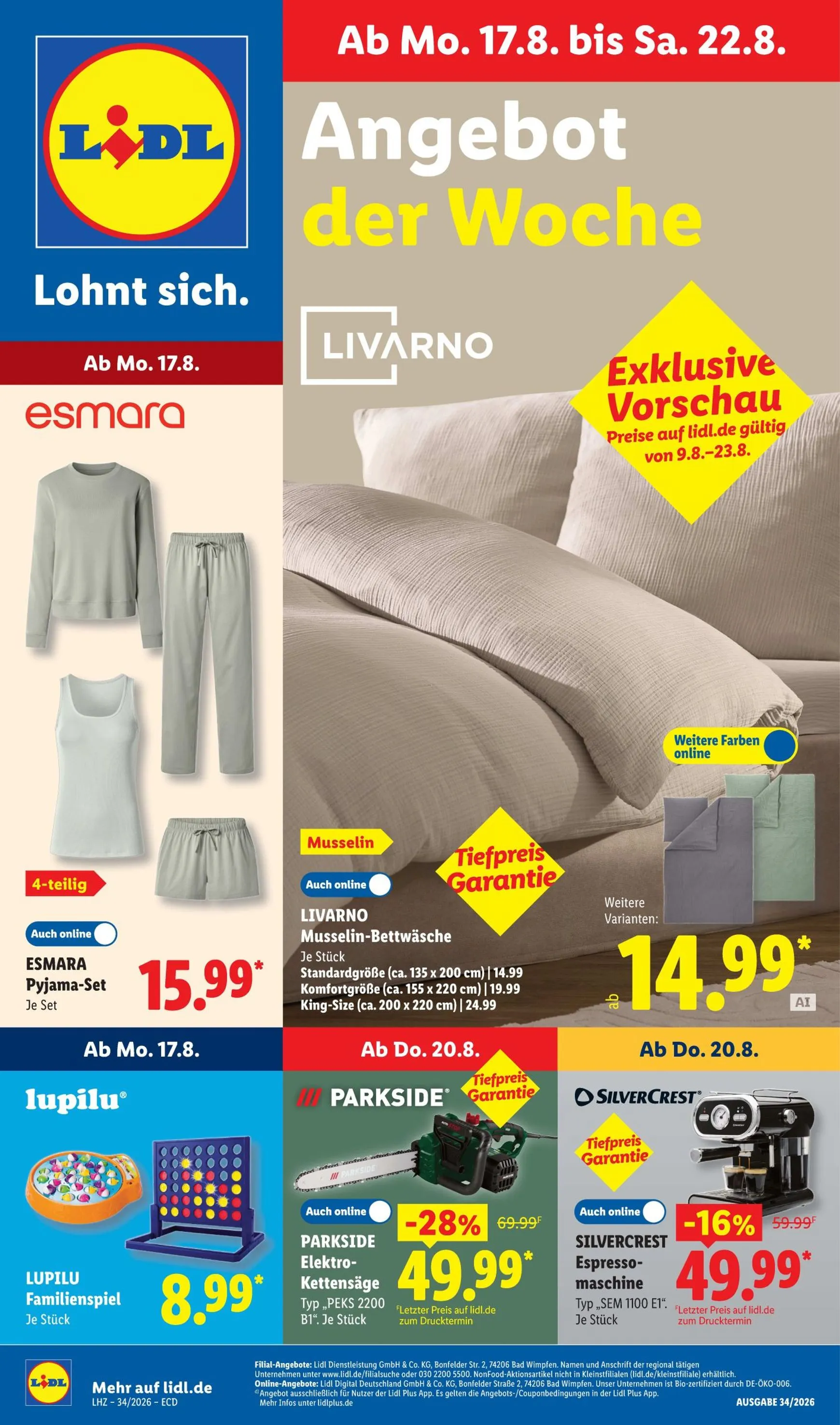 Lidl - Angebot der Woche von 17. August bis 22. August 2026 - Prospekt seite 1