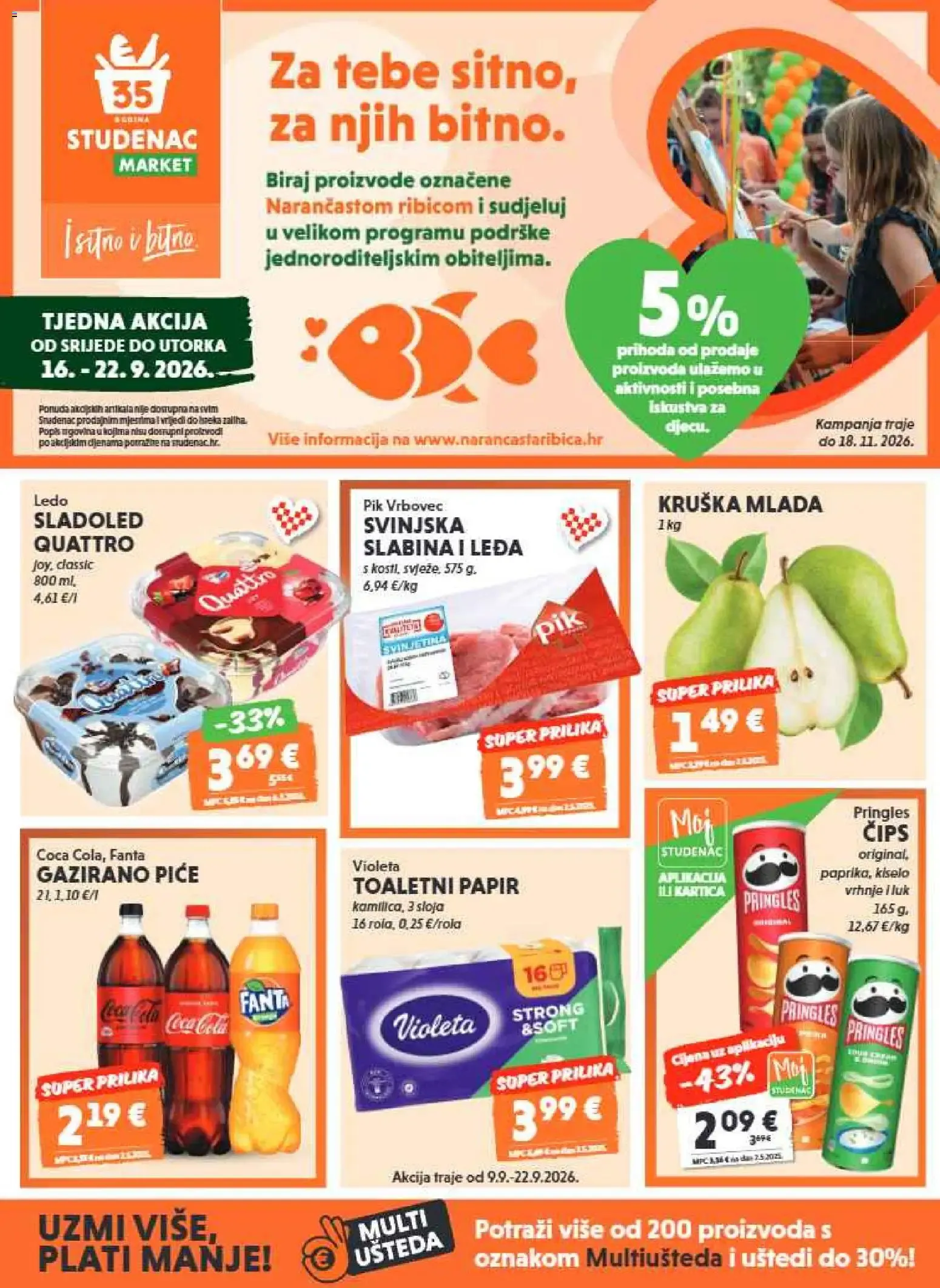 Katalog Studenac Market - Tjedna Akcija: Za tebe sitno, za njih bitno. od 16. rujna do 22. rujna 2026. - Pregled Stranica 1