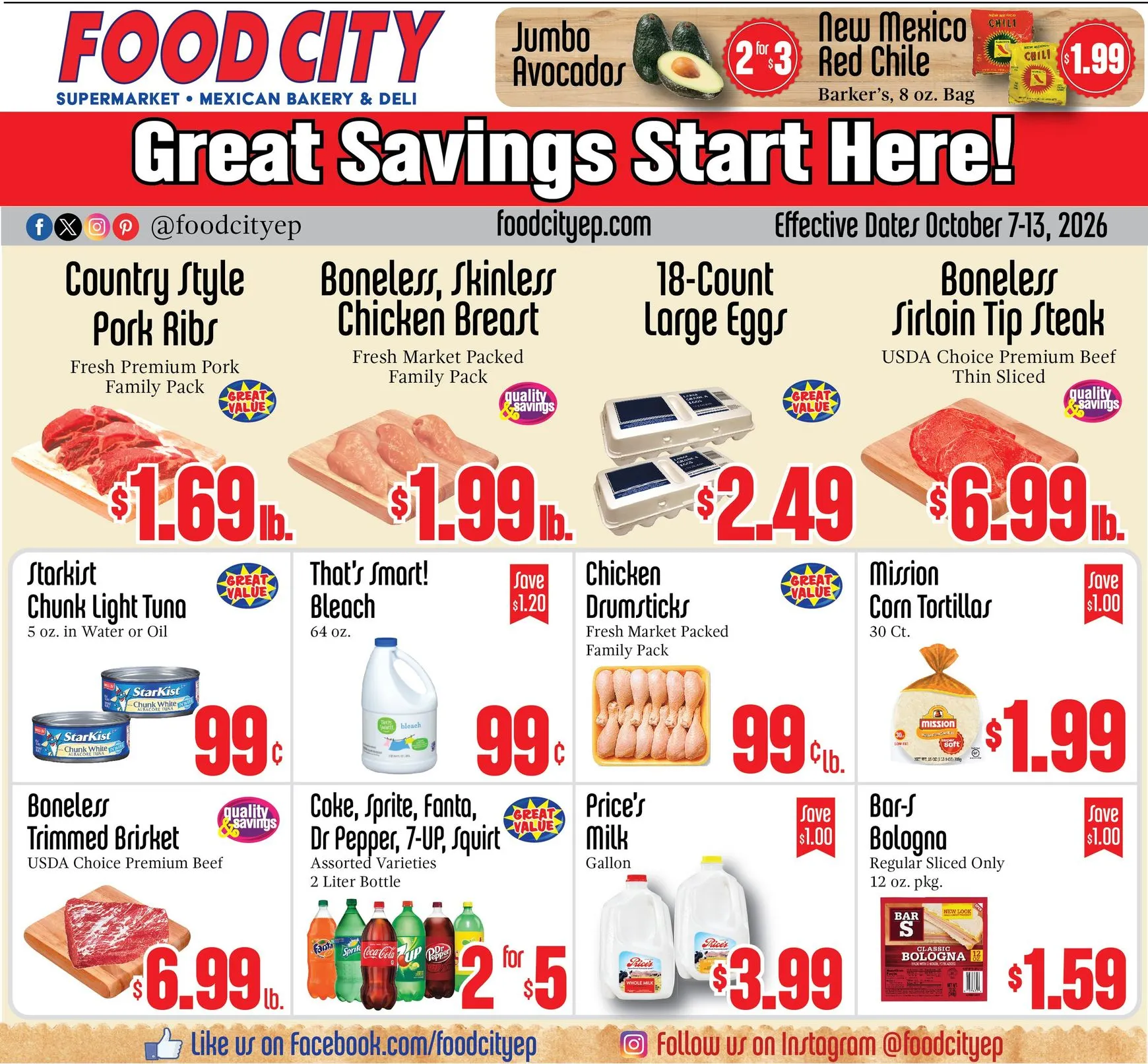 Current Food City leaflet valid from Wednesday 10/07/2026 to Tuesday 10/13/2026