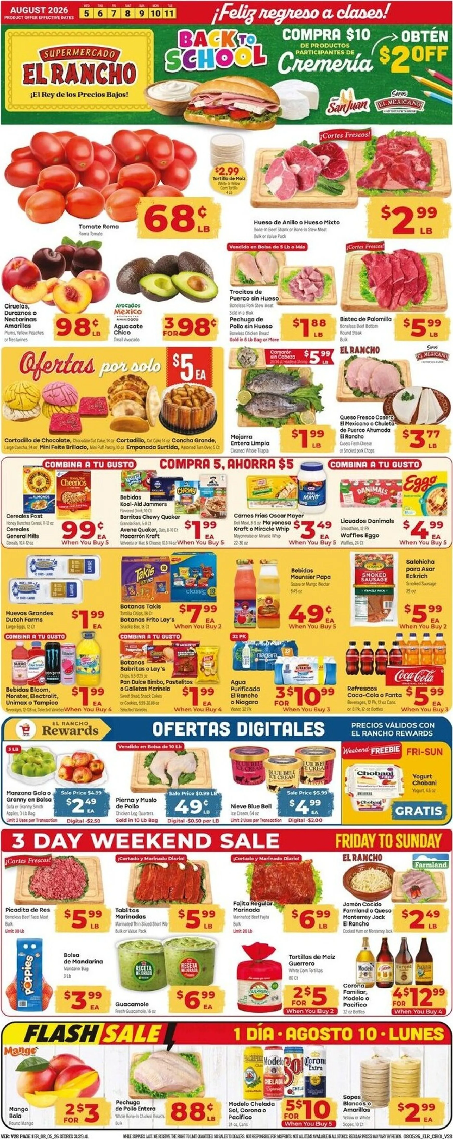 Weekly ad Current El Rancho leaflet valid from Wednesday 08/05/2026 to Tuesday 08/11/2026 from August 5 to August 11 2026 - Page 1