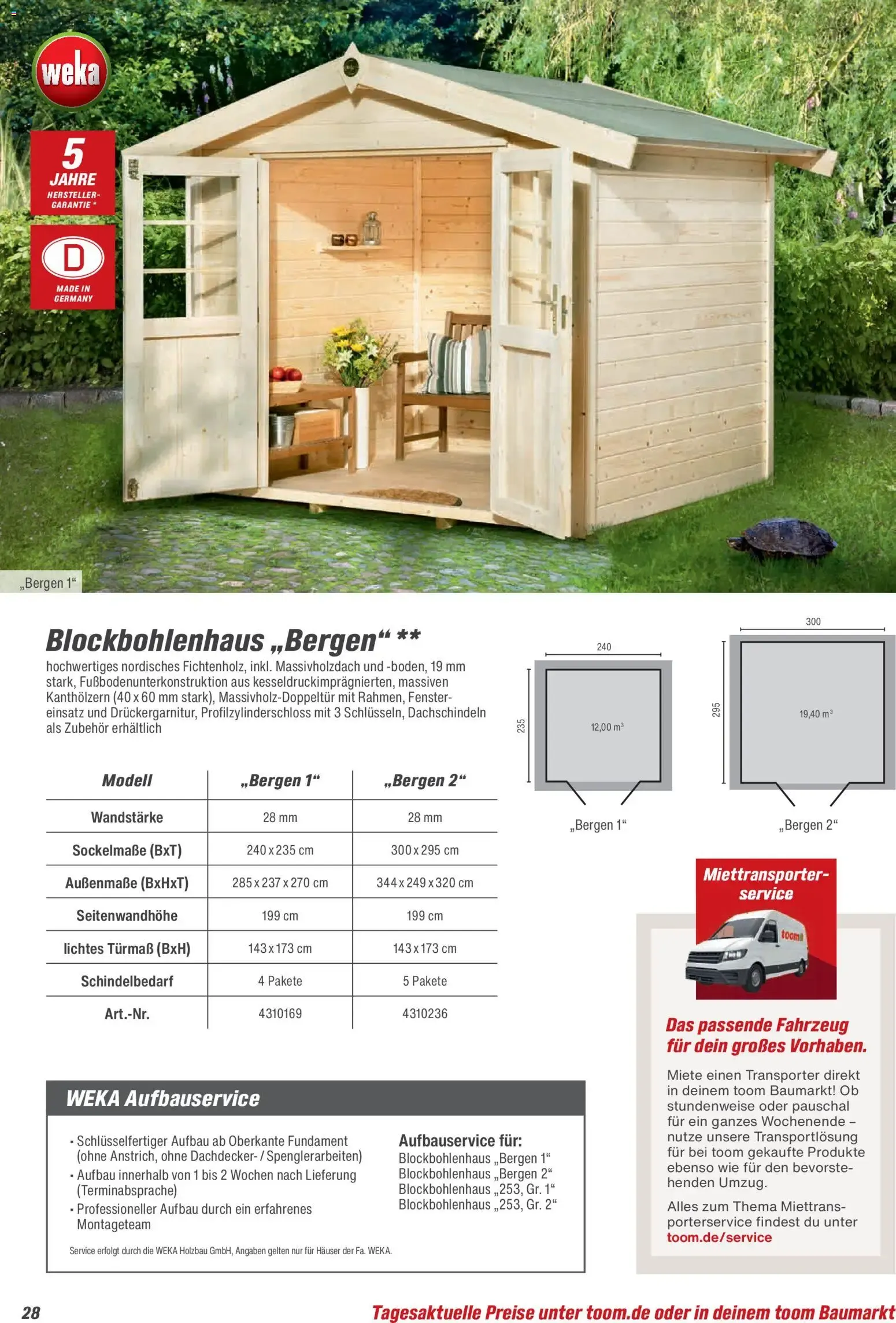 Toom Baumarkt Gartenhäuser & Carports 2026 (ab 20.02.2026) zum Blättern von 20. Februar bis 30. Juni 2026 - Prospekt seite 28
