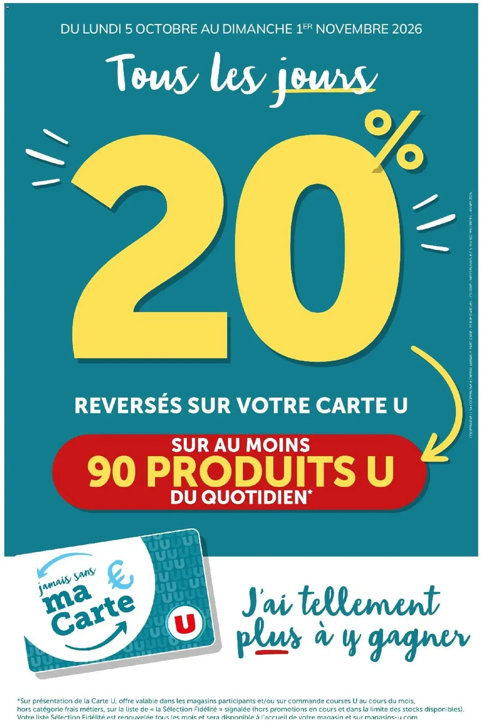 20% reversés sur votre Carte U du 5 octobre au 1 novembre 2026 - Catalogue page 1