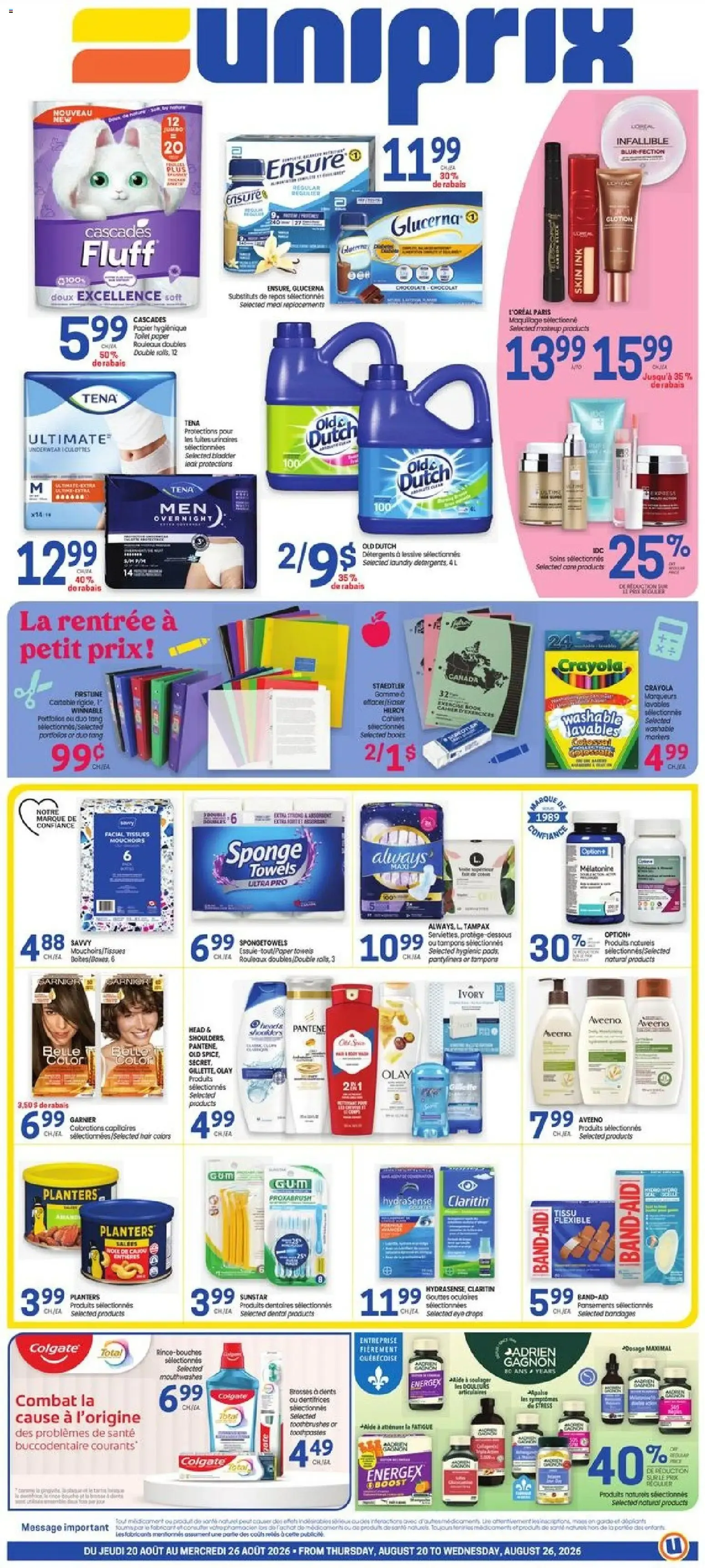 Uniprix weekly flyer / circulaire from Aug 20, 2026 > weekly specials & deals from August 20 to August 26 2026 - flyer page 1