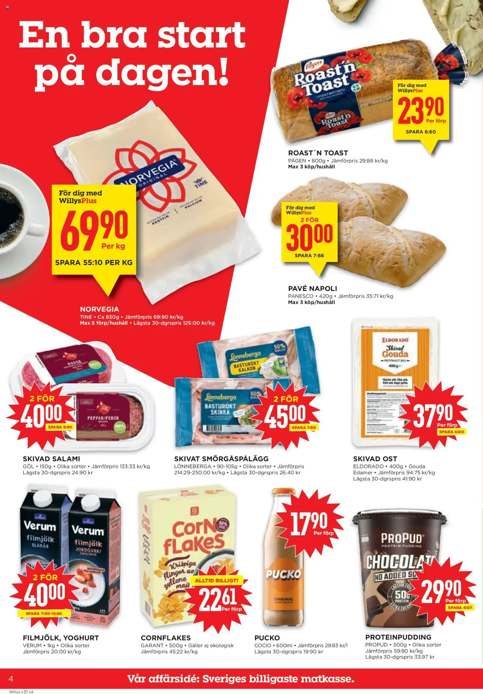 Willys: Sveriges billigaste matkasse från 7 september till 13 september 2026 - Reklamblad sidor 4