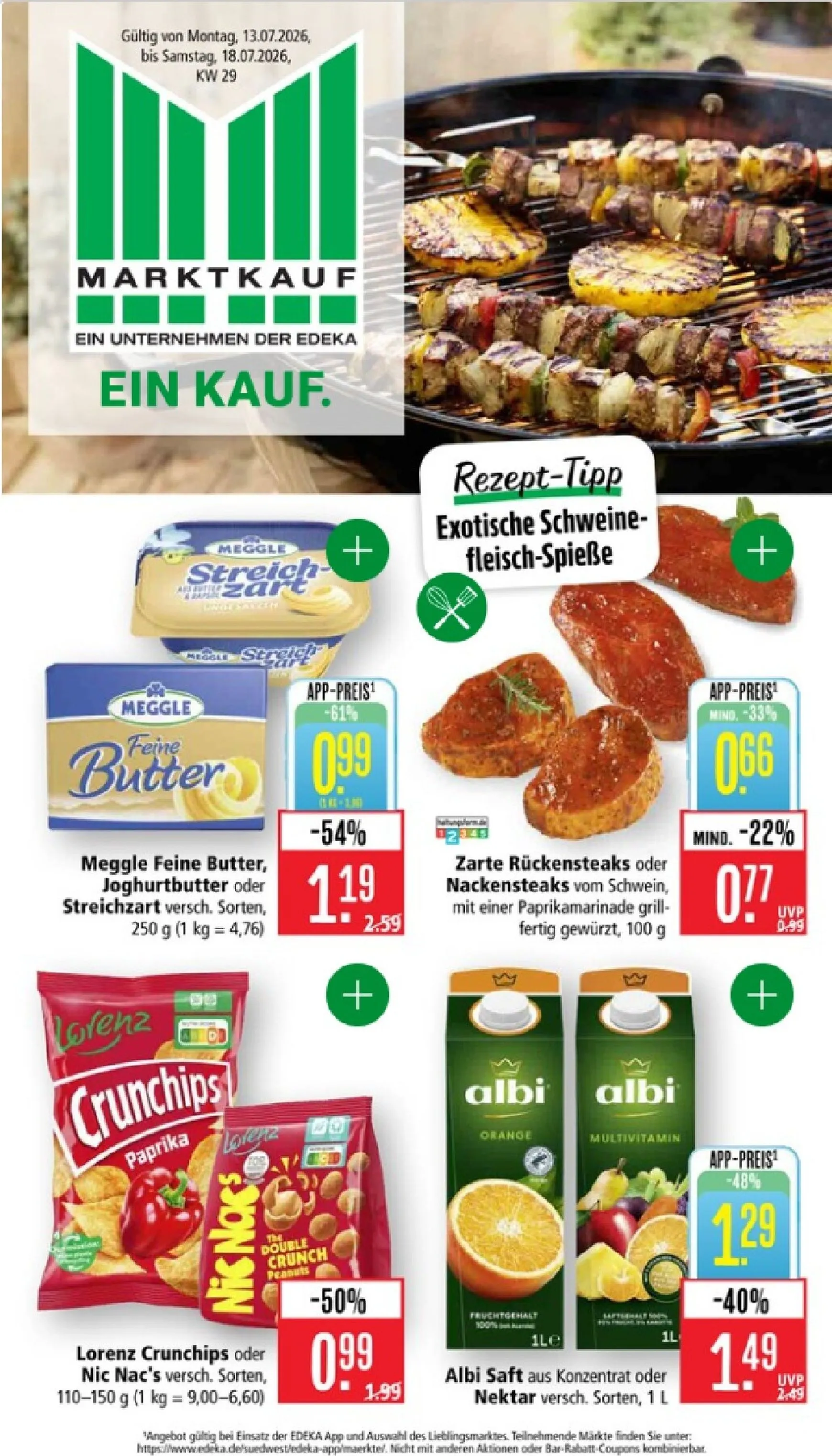 Marktkauf - Südwest Prospekt – von Montag 13.07.2026 bis Samstag 18.07.2026 von 13. Juli bis 18. Juli 2026 - Prospekt seite 1