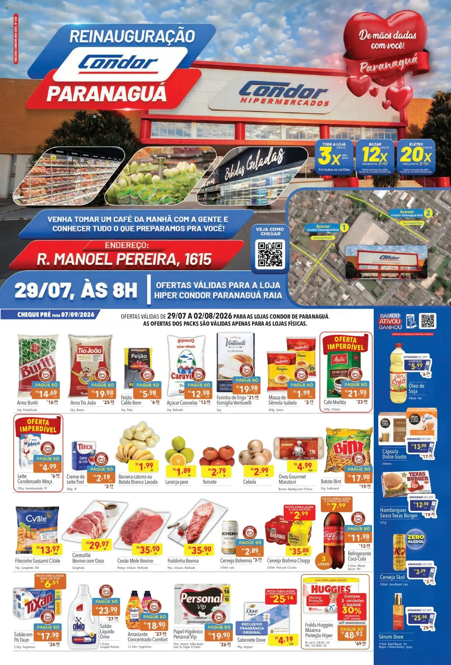Encarte de Supermercados Condor ofertas Reinauguração de 29/07/2026 29 de julho até 2 de agosto 2026 - Pagina 1