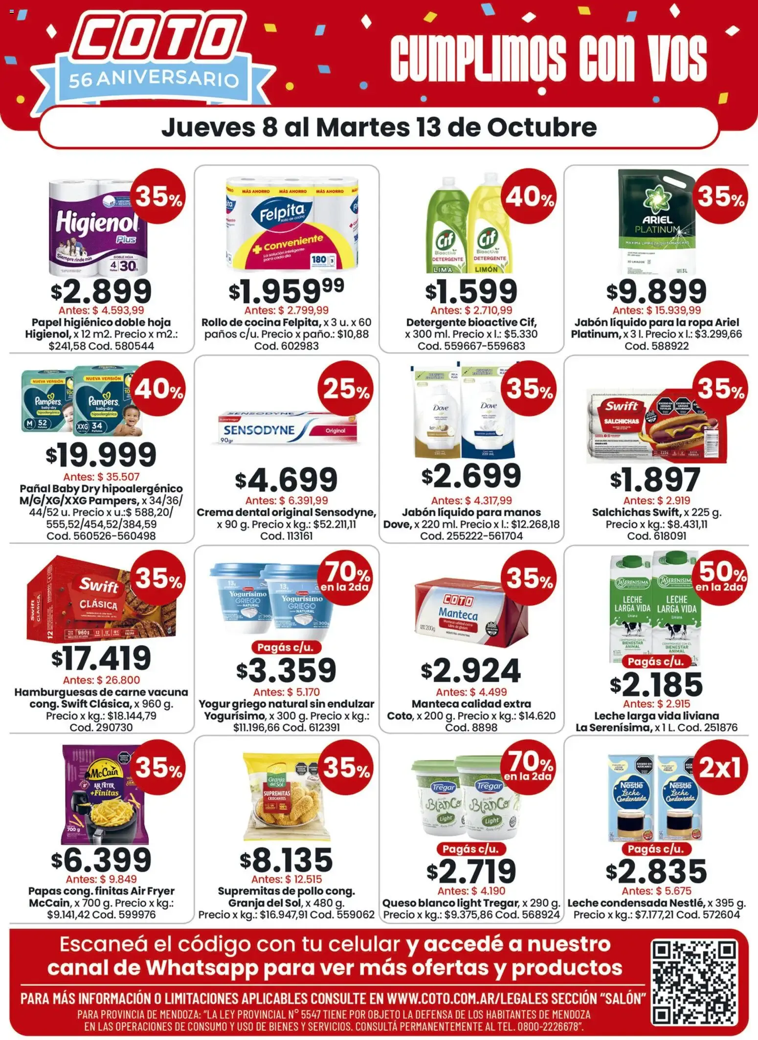 Coto 56 Aniversario - Ofertas del 8 al 13 de Octubre