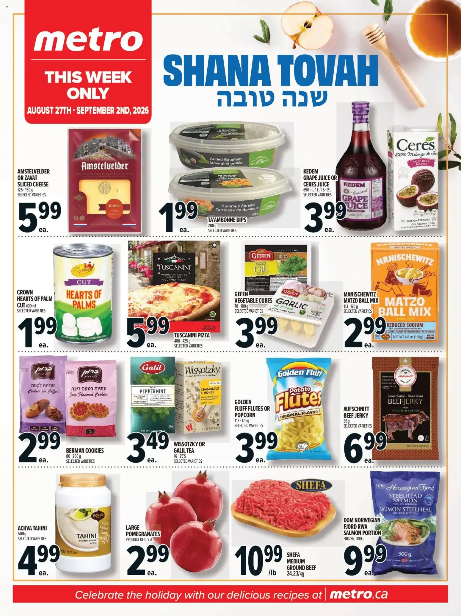 Metro flyer - Rosh Hashanah from Aug 27, 2026 > weekly specials & deals from August 27 to September 2 2026 - flyer page 1