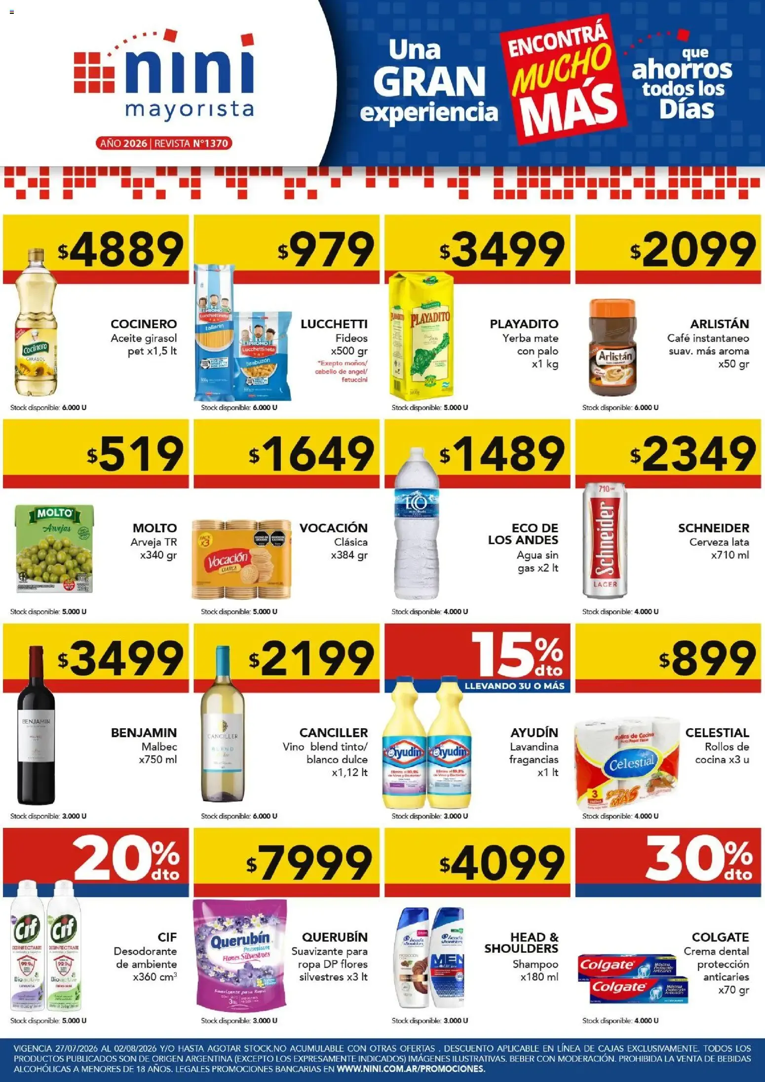 Ofertas de NINI Mayorista ofertas del 27/07/2026 - 02/08/2026 27 de julio al 2 de agosto 2026 - Página 1 del catálogo