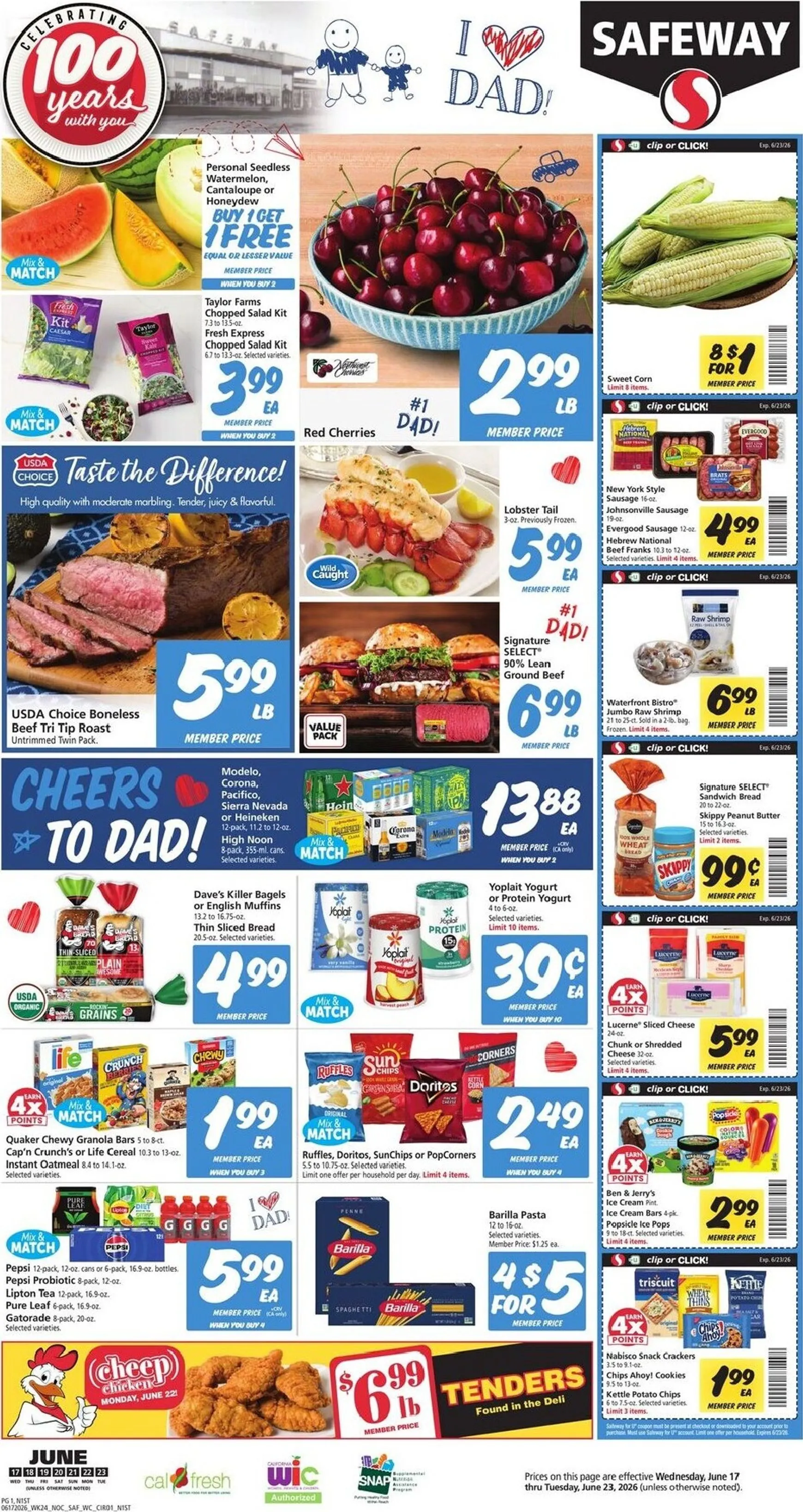 Weekly ad Current Safeway leaflet valid from Wednesday 06/17/2026 to Tuesday 06/23/2026 from June 17 to June 23 2026 - Page 1