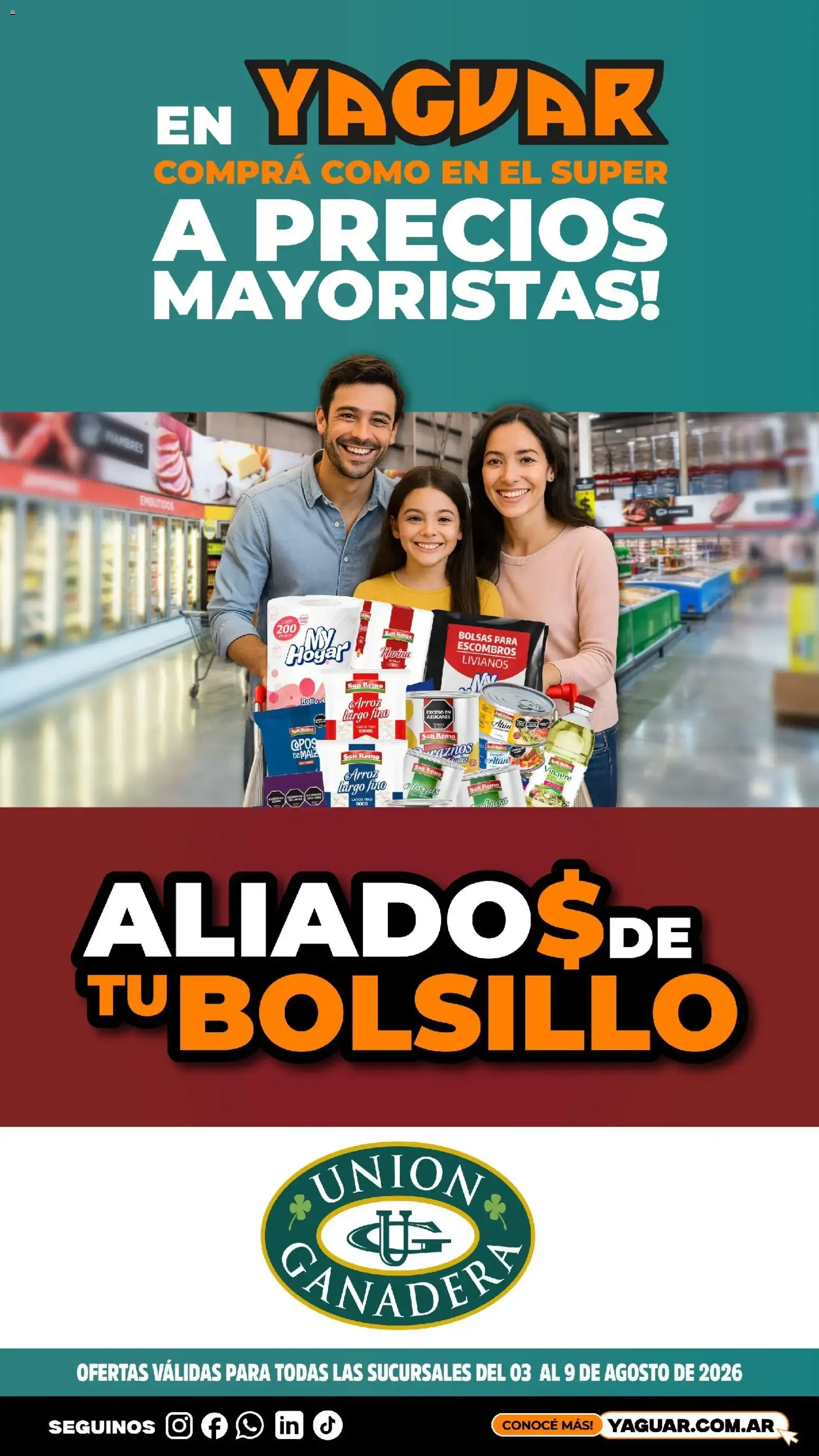 Ofertas de Yaguar - Comprá como en el super a precios mayoristas - Aliados de tu bolsillo 3 de agosto al 9 de agosto 2026 - Página 1 del catálogo