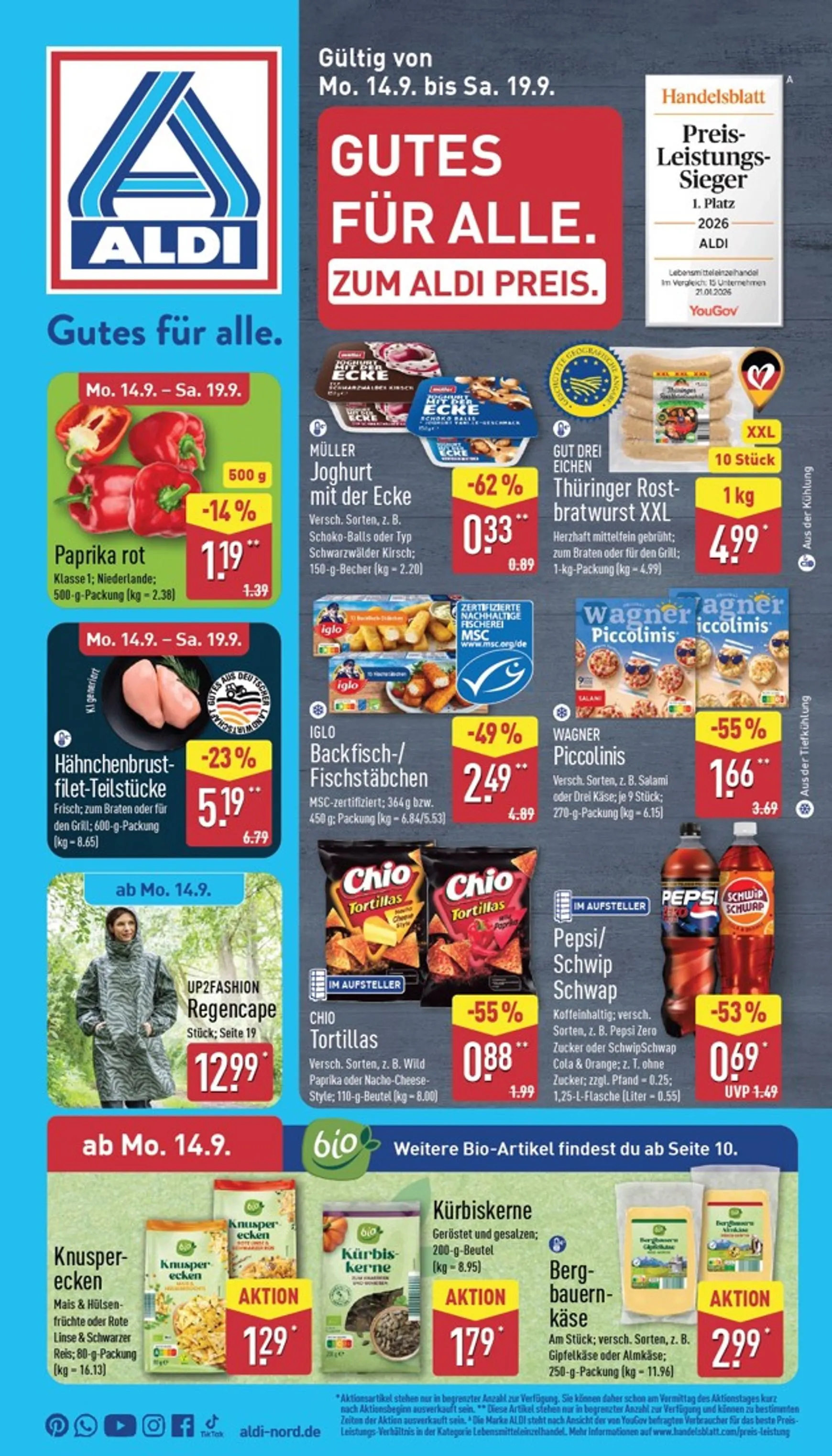 ALDI NORD Prospekt nächste Woche – von Montag 14.09.2026 bis Samstag 19.09.2026 von 14. September bis 19. September 2026 - Prospekt seite 1