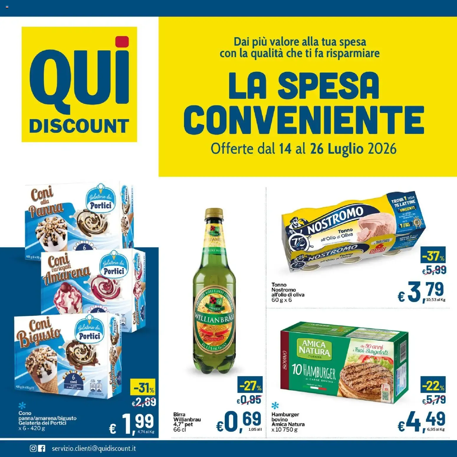 Qui Discount volantino dal 14/07/2026 - online Offerte da 14 luglio a 26 luglio di 2026 - Pagina del volantino 1