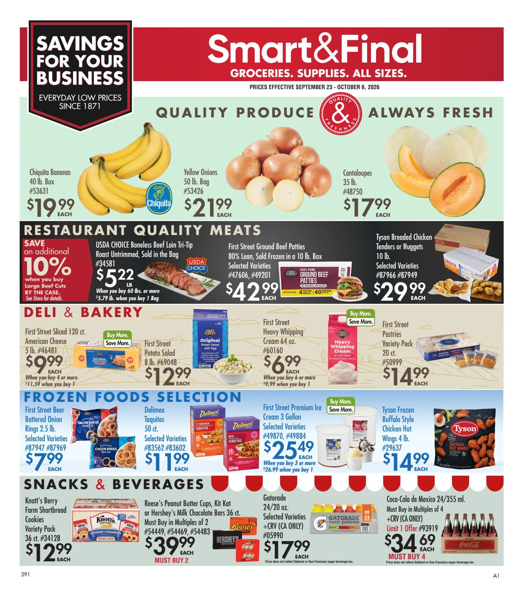 Weekly ad Current Smart & Final - Business & Club Savings leaflet valid from Wednesday 09/23/2026 to Tuesday 10/06/2026 from September 23 to October 6 2026 - Page 1