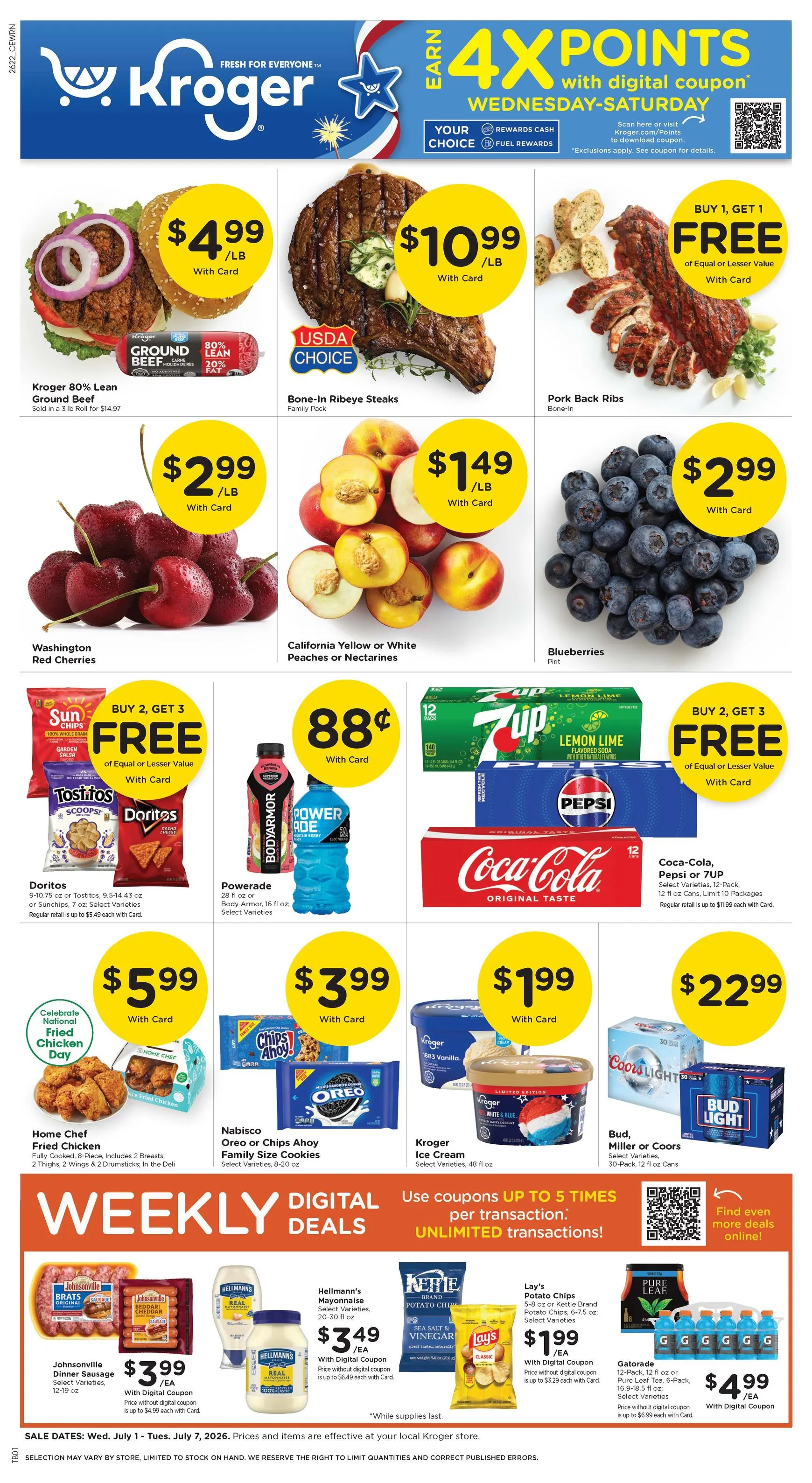 Weekly ad Current Kroger leaflet valid from Wednesday 07/01/2026 to Tuesday 07/07/2026 from July 1 to July 7 2026 - Page 1