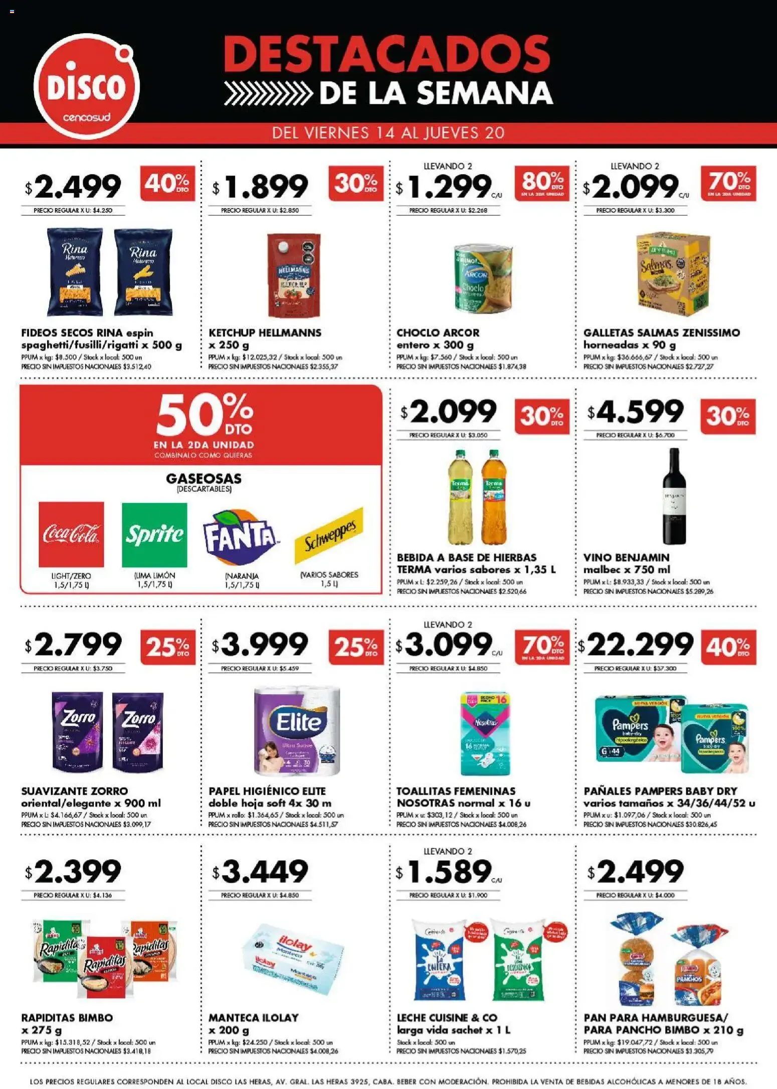 Ofertas de Disco Cencosud - Destacados de la Semana 13 de agosto al 20 de agosto 2026 - Página 1 del catálogo
