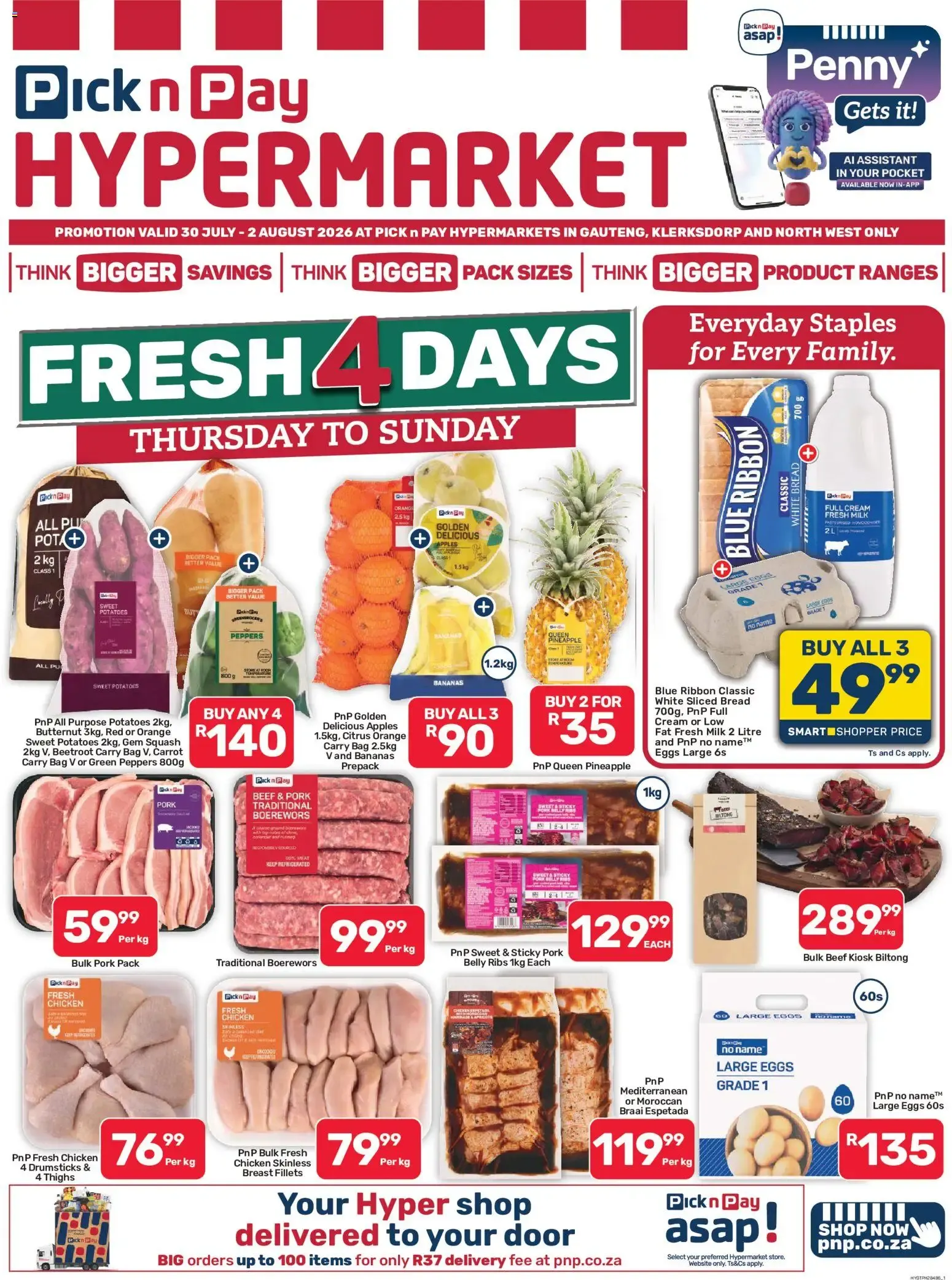 Pick n Pay Hypermarket - Fresh 4 Days & Everyday Staples from 30 July to 2 August 2026 - Catalogue Page 1