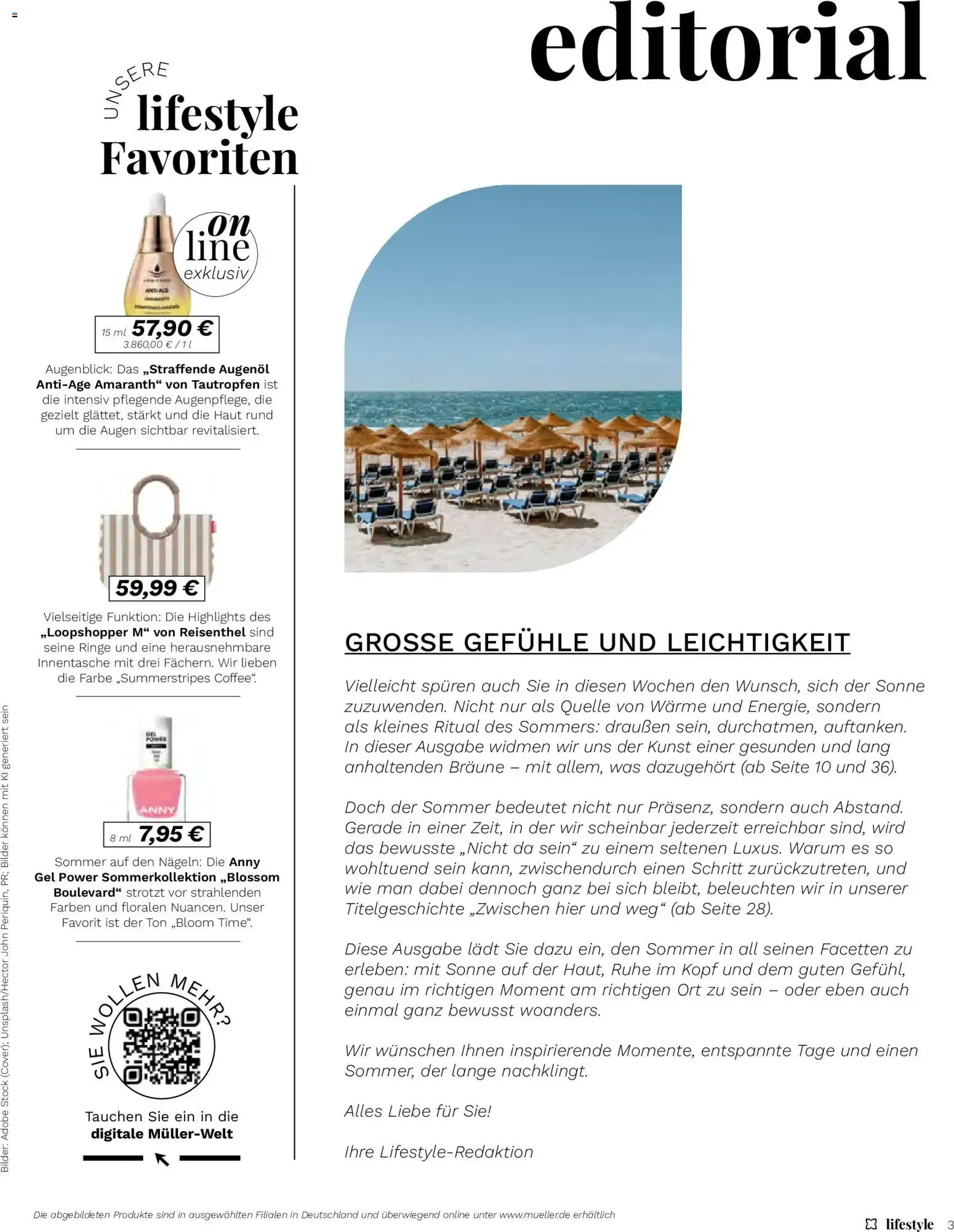 Müller lifestyle: Ihr Wohlfühl-Magazin - Urlaub fürs Ich von 10. Juli bis 31. August 2026 - Prospekt seite 3