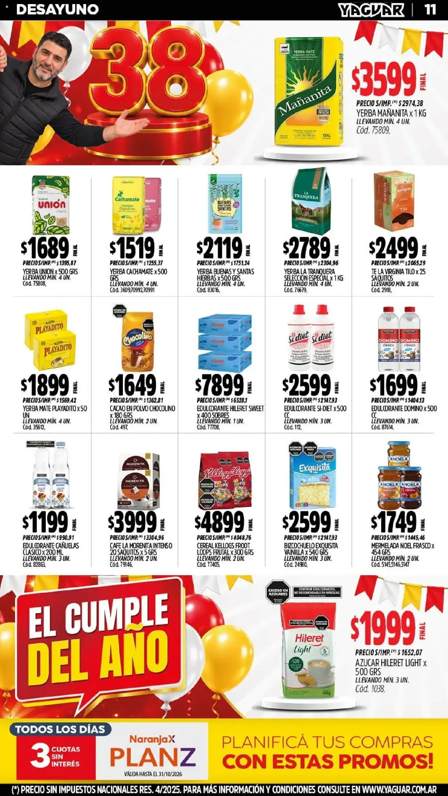 Ofertas de El Cumple del Año 38 - Mayorista Yaguar 26 de octubre al 1 de noviembre 2026 - Página 12 del catálogo