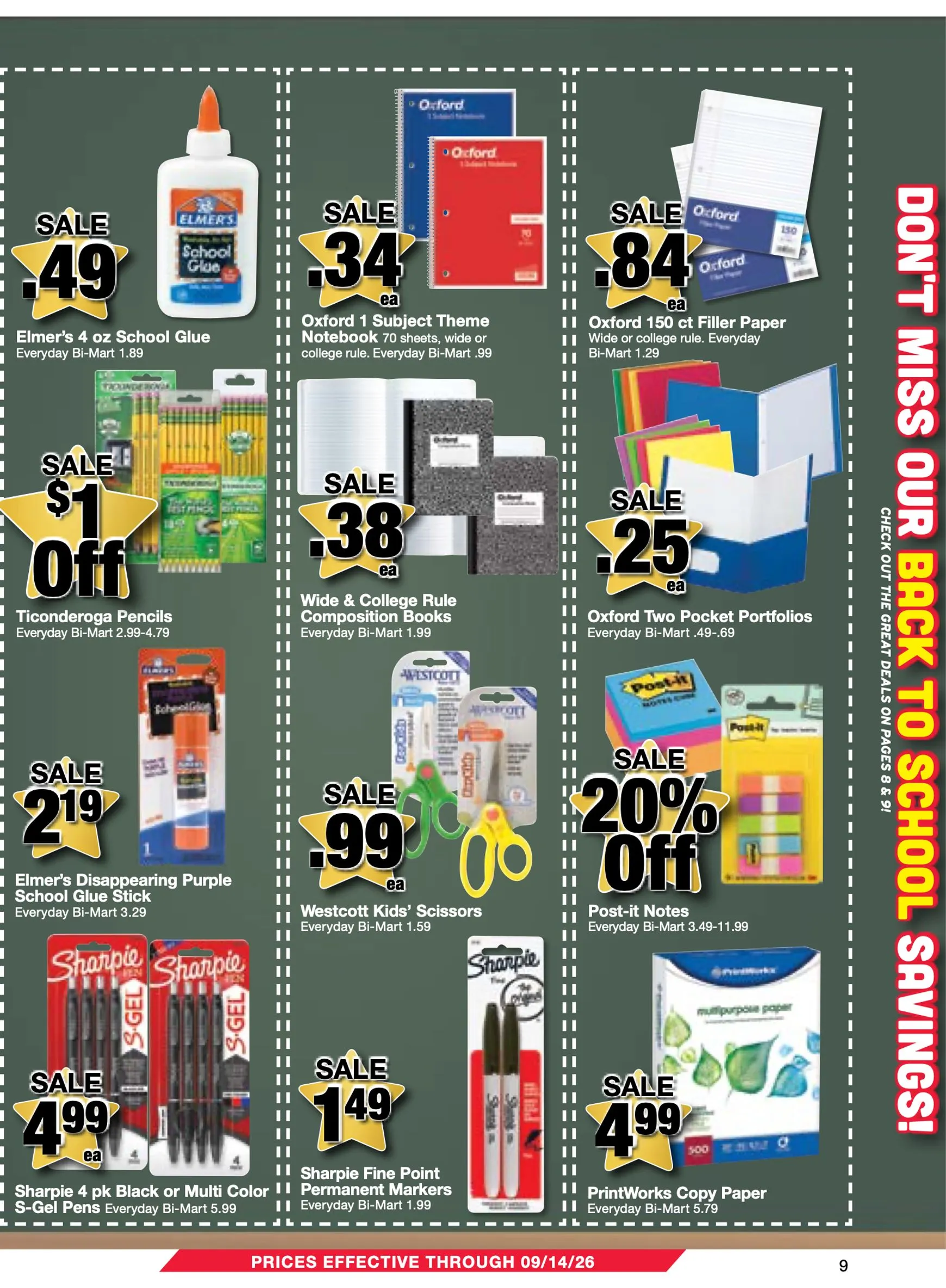 Weekly ad Bi-Mart Membership Savings Book - Back to School Savings from August 25 to September 14 2026 - Page 9