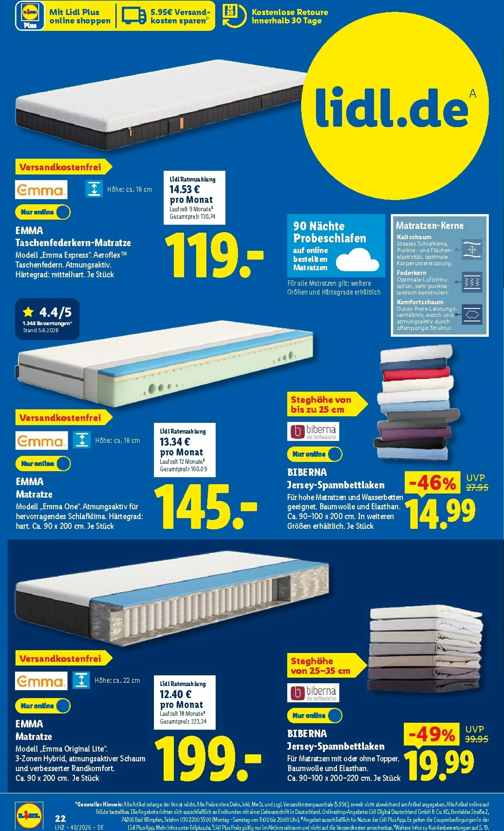 Lidl Prospekt: Traumhaft schlafen von 28. September bis 2. Oktober 2026 - Prospekt seite 39