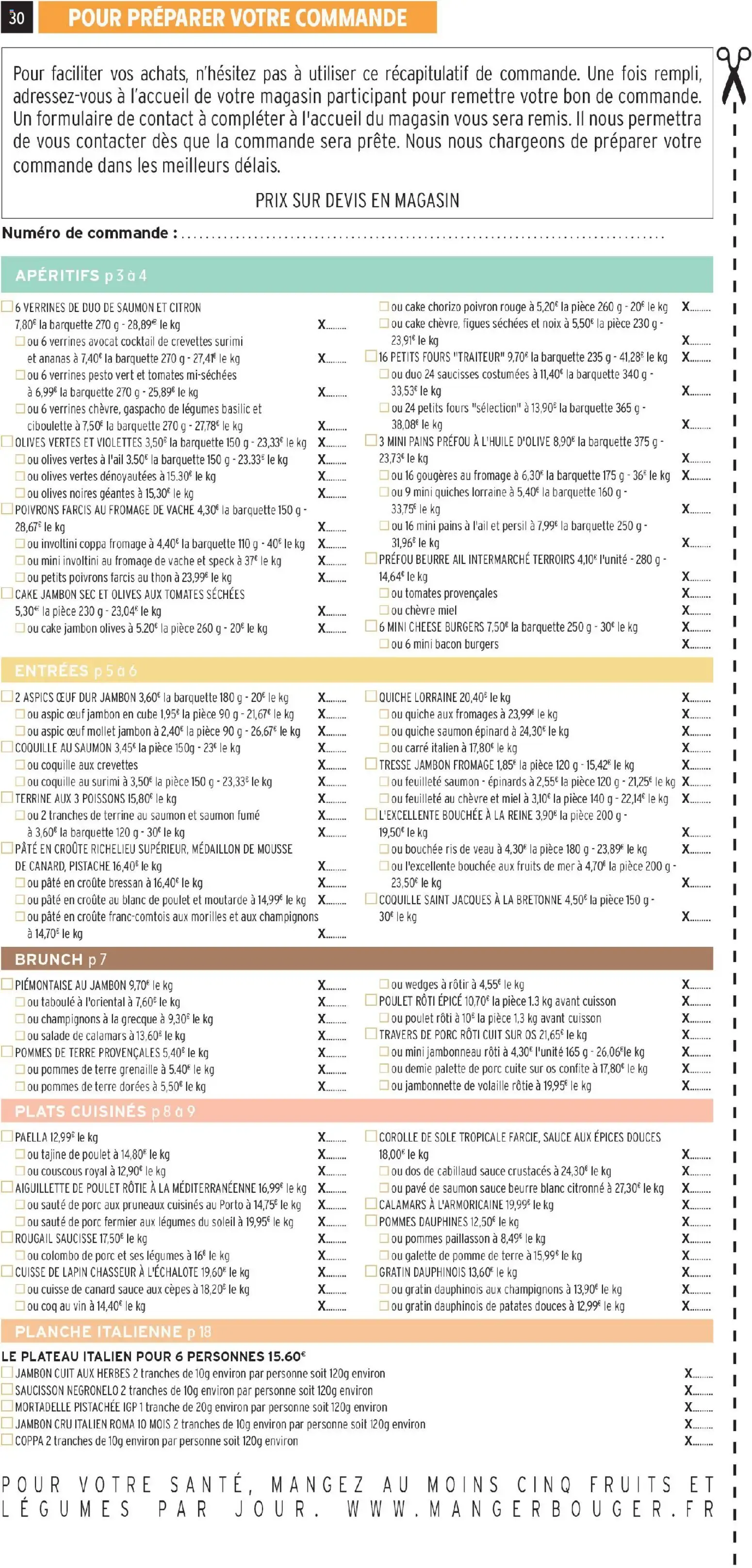 Intermarché - Les menus traiteur printemps/été à partir du 01/04/2026 - promo en ligne du 1 avril au 5 octobre 2026 - Catalogue page 30