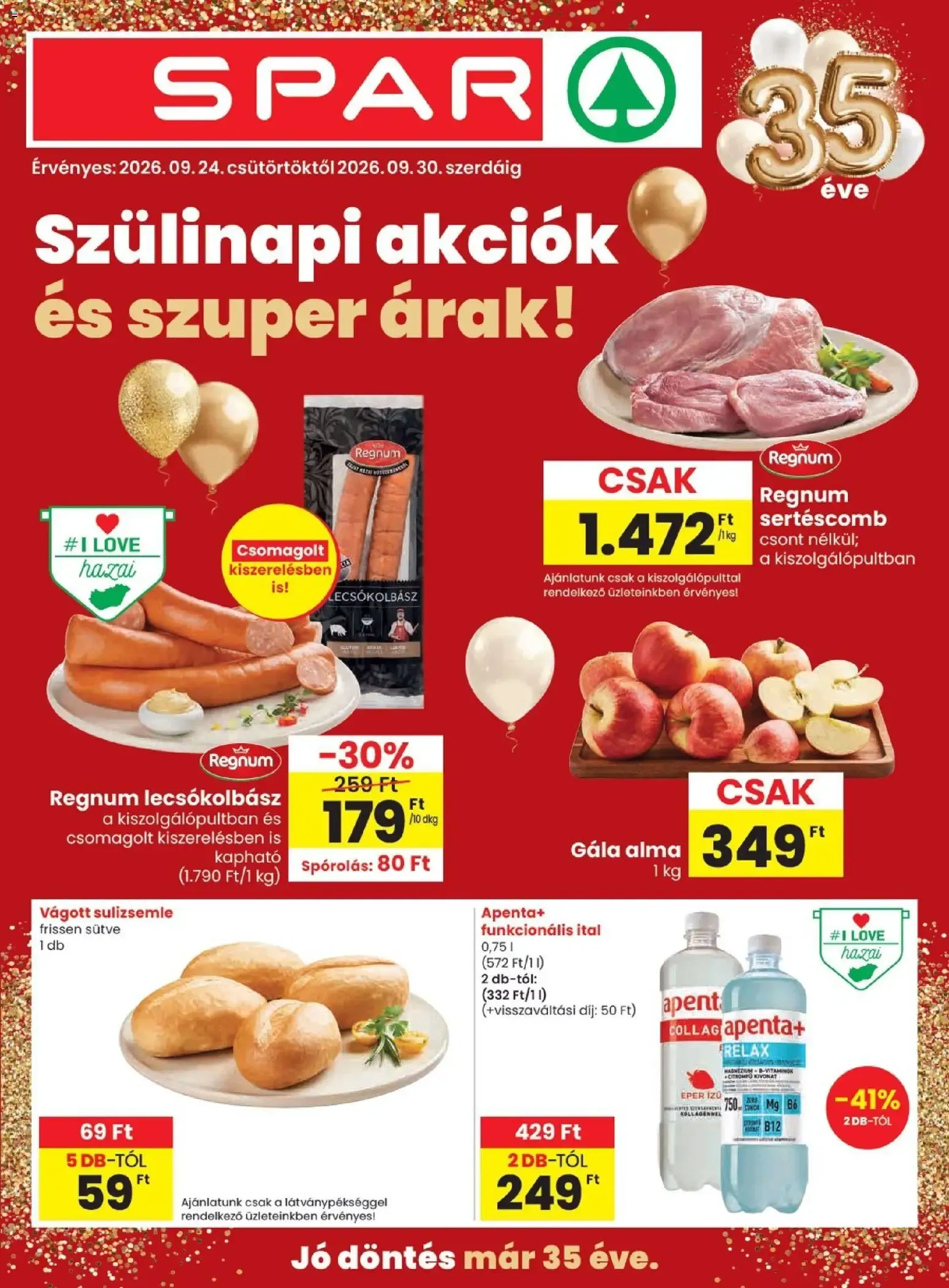 Katalógus SPAR Szülinapi akciók és szuper árak! szeptember 24.-tól szeptember 30.-ig 2026. - Oldal 1