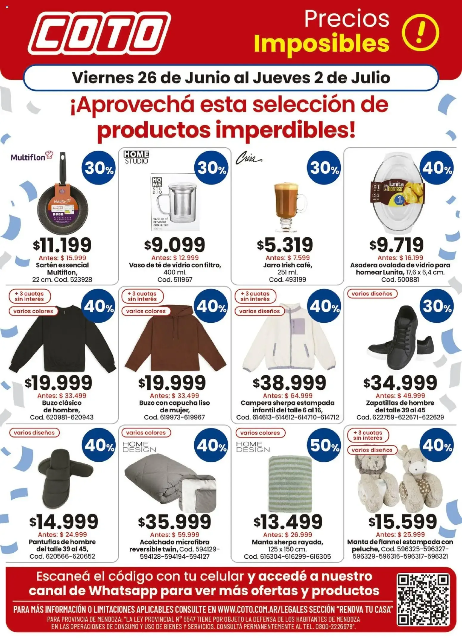 Ofertas de Coto: Precios Imposibles y productos imperdibles con descuentos. 26 de junio al 2 de julio 2026 - Página 1 del catálogo