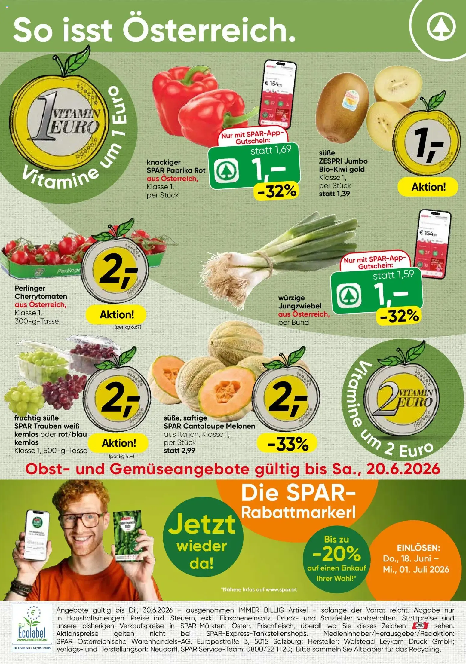 Spar Flugblatt - Steiermark (18.06.2026) - Angebote und Prospekt von 18. Juni bis 30. Juni 2026 - Flugblätt seite 20