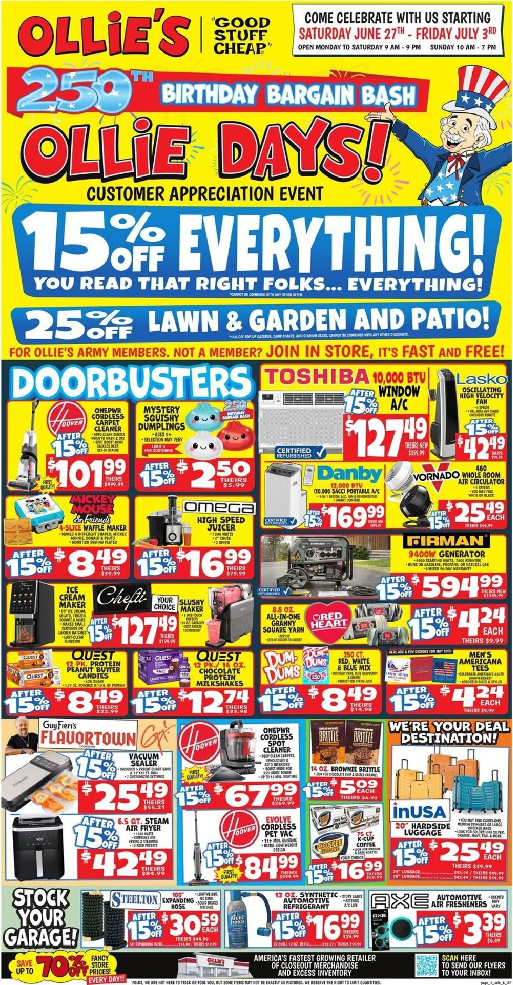 Weekly ad Ollie's 250th Birthday Bargain Bash and Ollie Days! from June 27 to July 3 2026 - Page 1