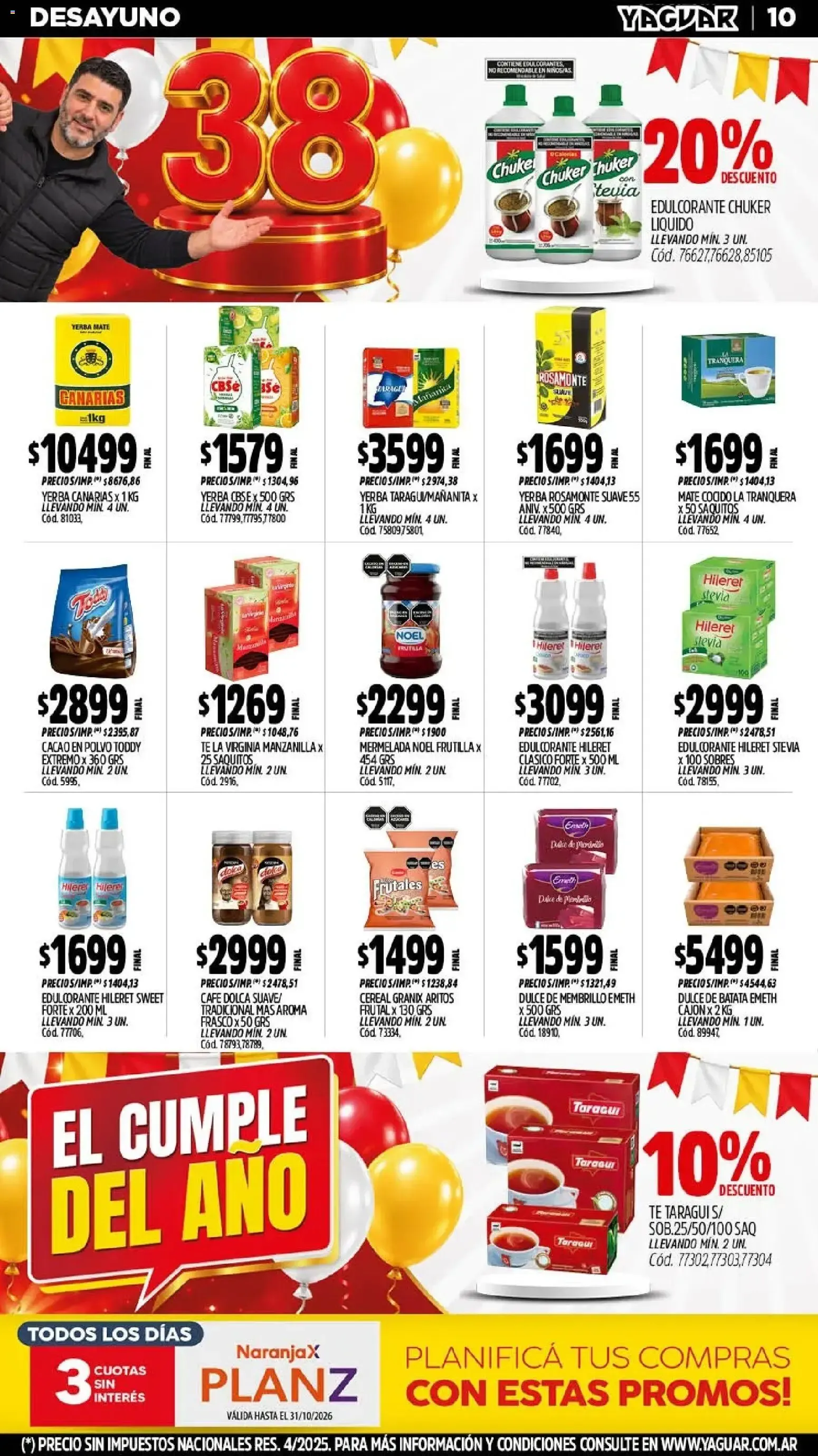 Ofertas de Mayorista Yaguar - El Cumple del Año 38 19 de octubre al 24 de octubre 2026 - Página 11 del catálogo