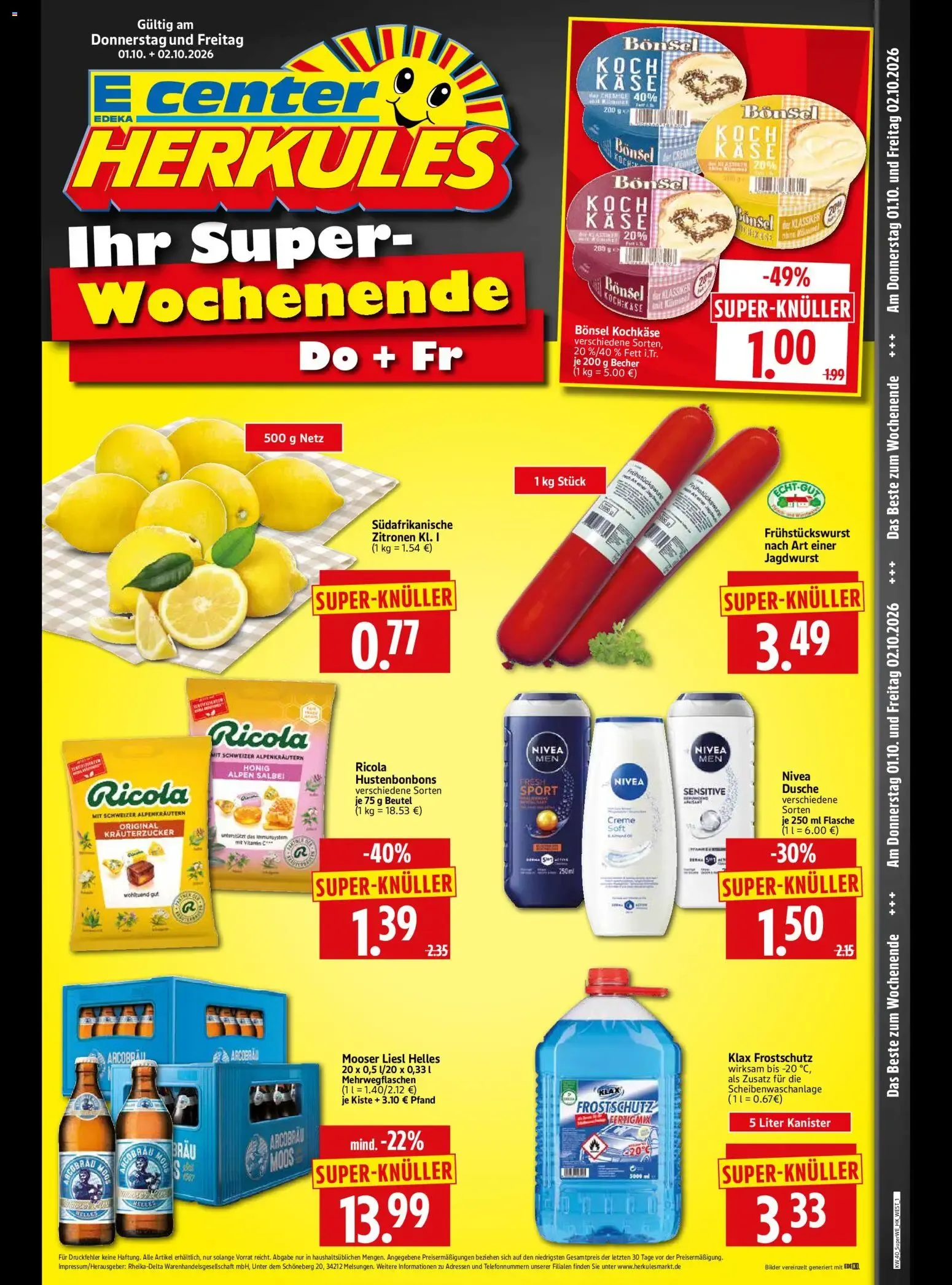 E center HERKULES Ihr Super-Wochenende von 1. Oktober bis 2. Oktober 2026 - Prospekt seite 1