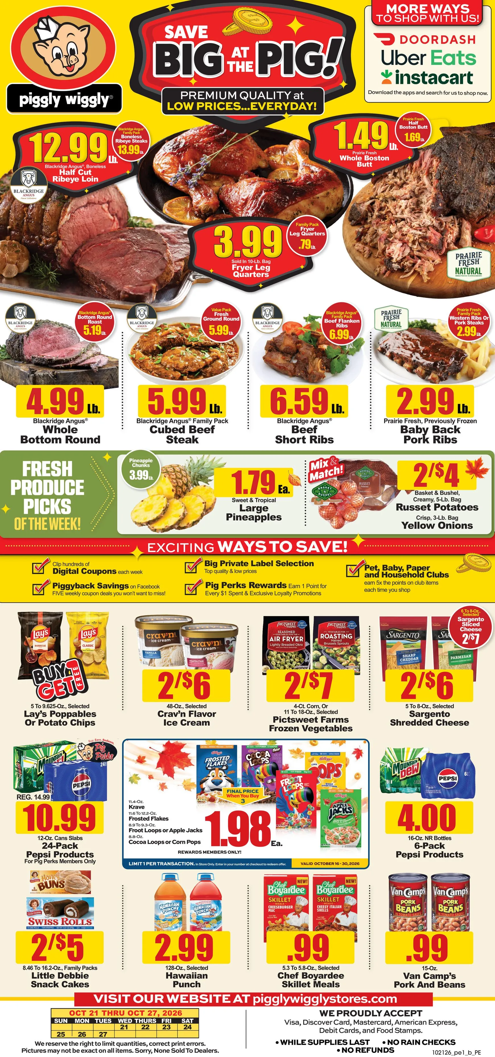 Weekly promotion Current Piggly Wiggly leaflet valid from Wednesday 10/21/2026 to Tuesday 10/27/2026 spanning from October 21 to October 27 2026 - Page 1 for Catalogue 365