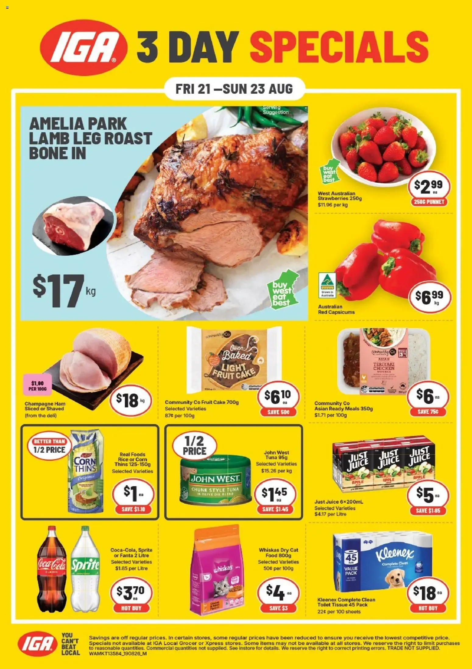 IGA 3 DAY SPECIALS - Catalogue valid from 21 August to 23 August 2026 - page 1