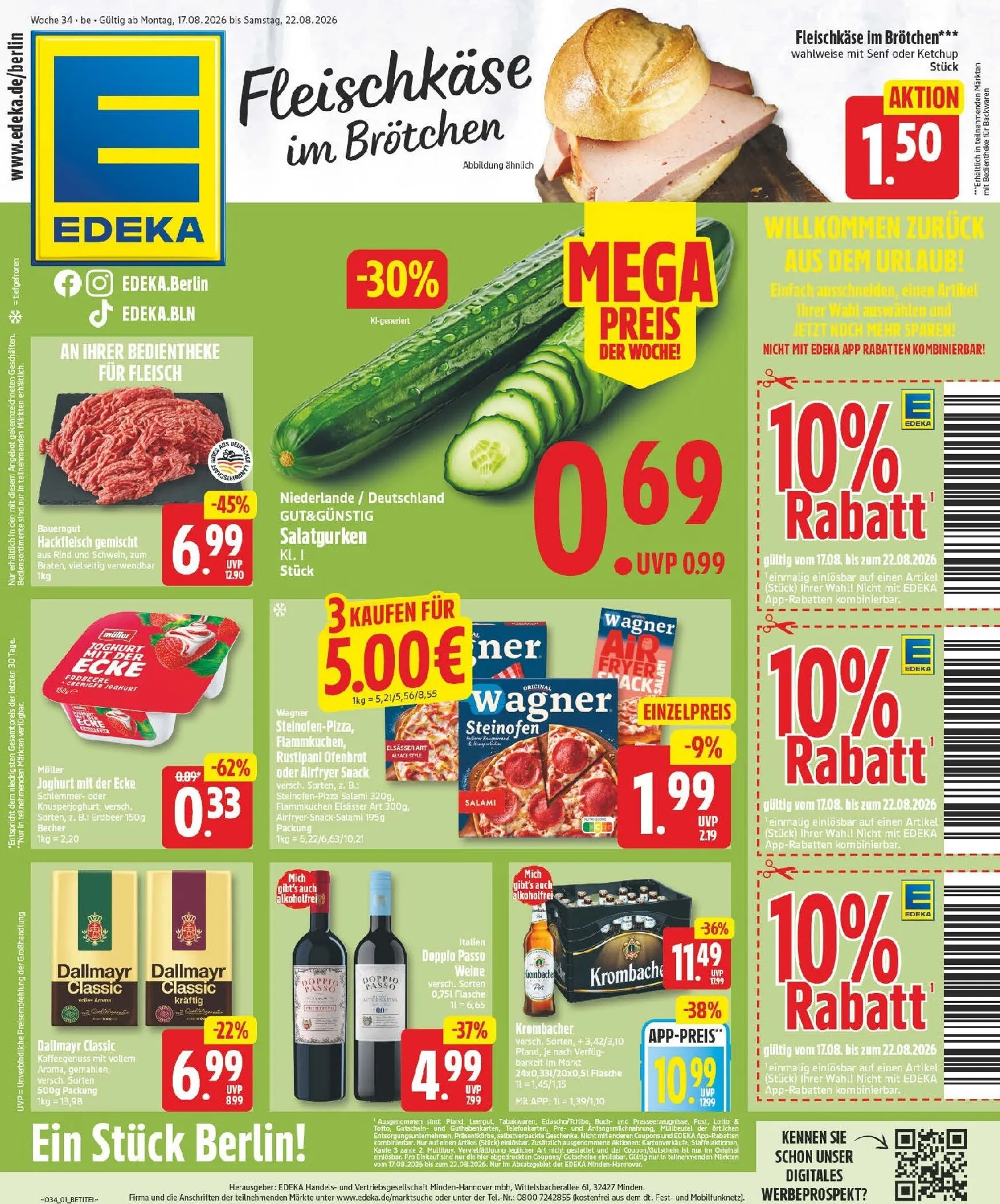 Edeka Prospekt nächste Woche – von Montag 17.08.2026 bis Samstag 22.08.2026 von 17. August bis 22. August 2026 - Prospekt seite 1