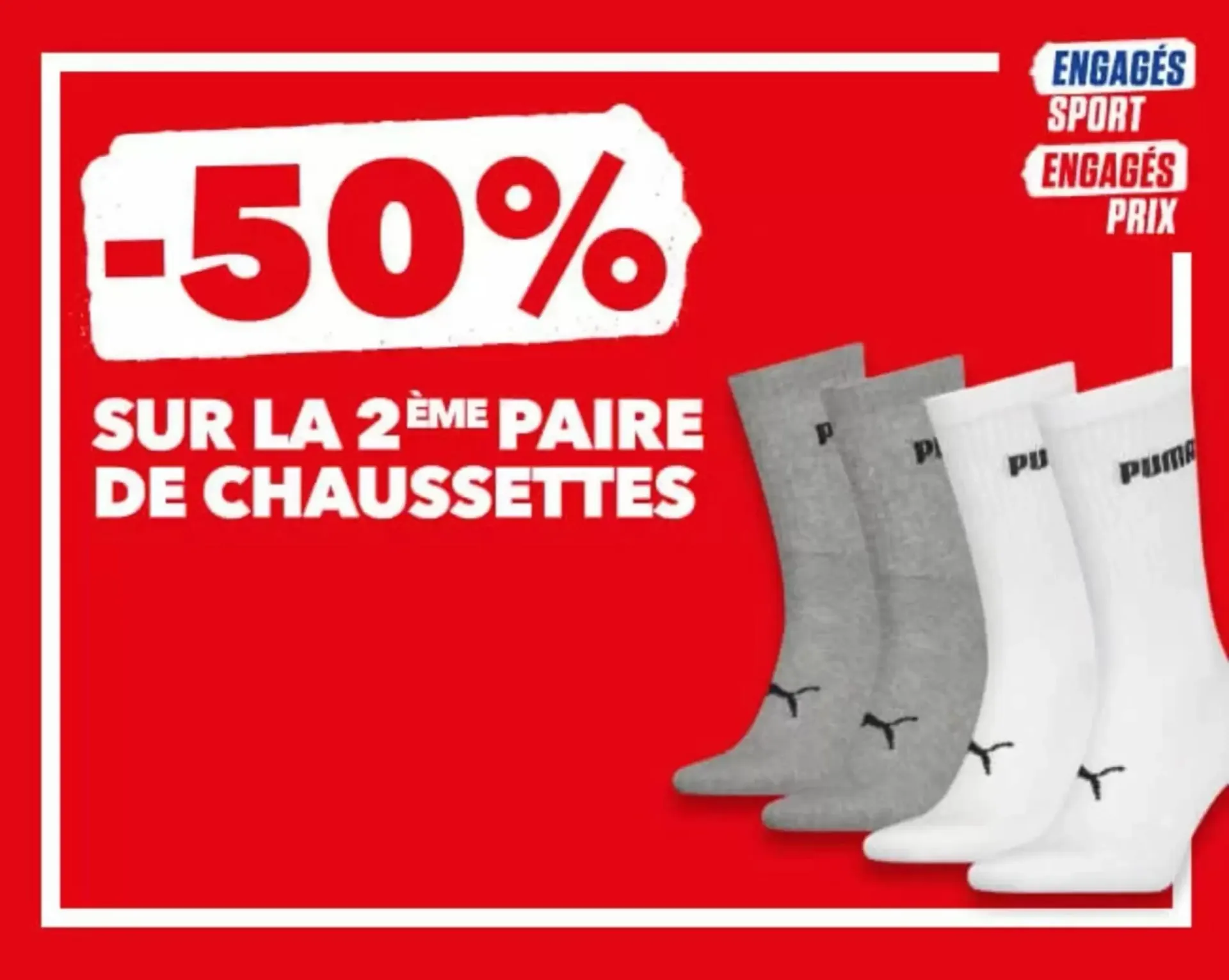 50% en la segunda par de calcetines Puma