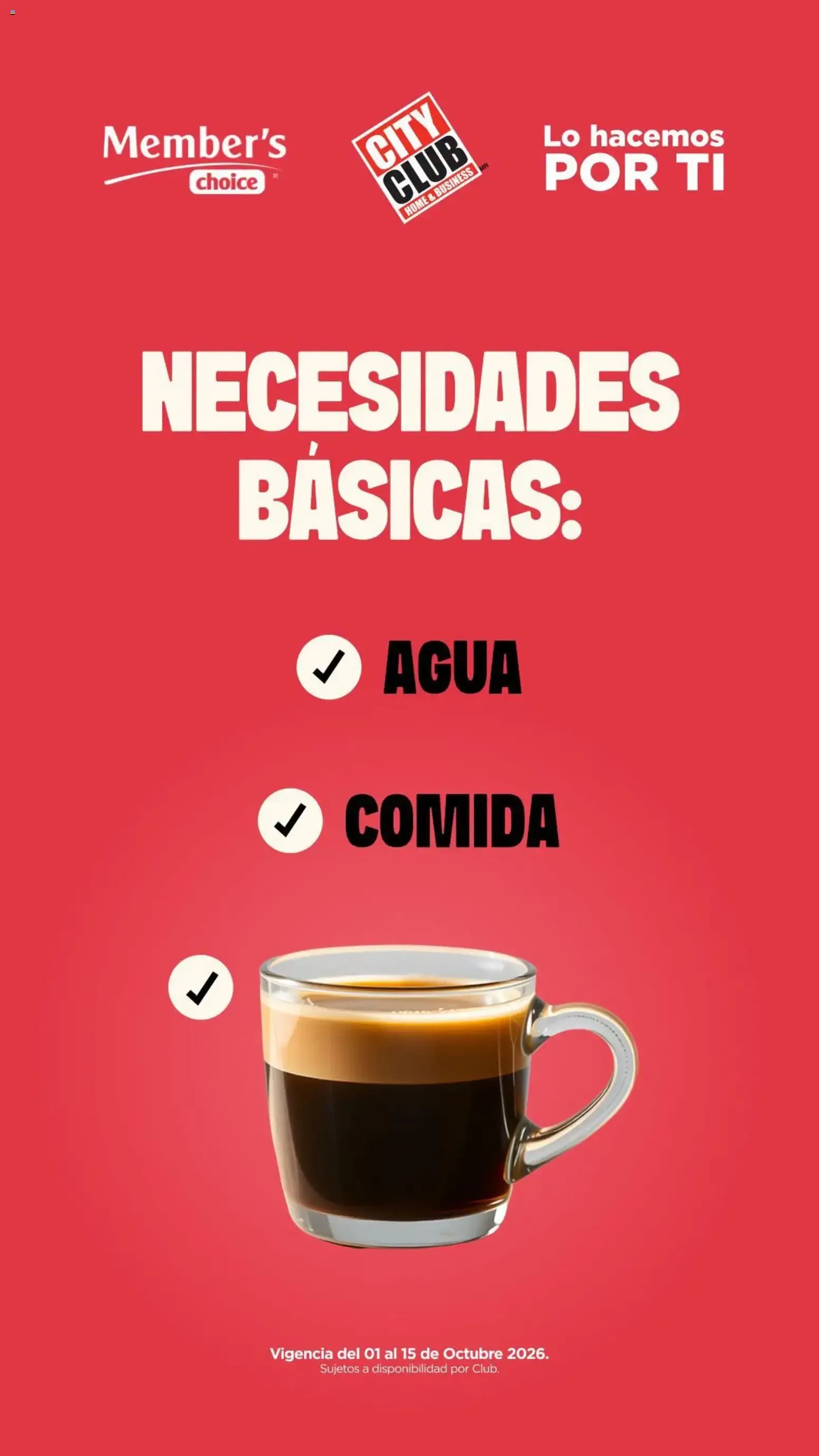 City Club: Necesidades Básicas (Agua, Comida y Café)